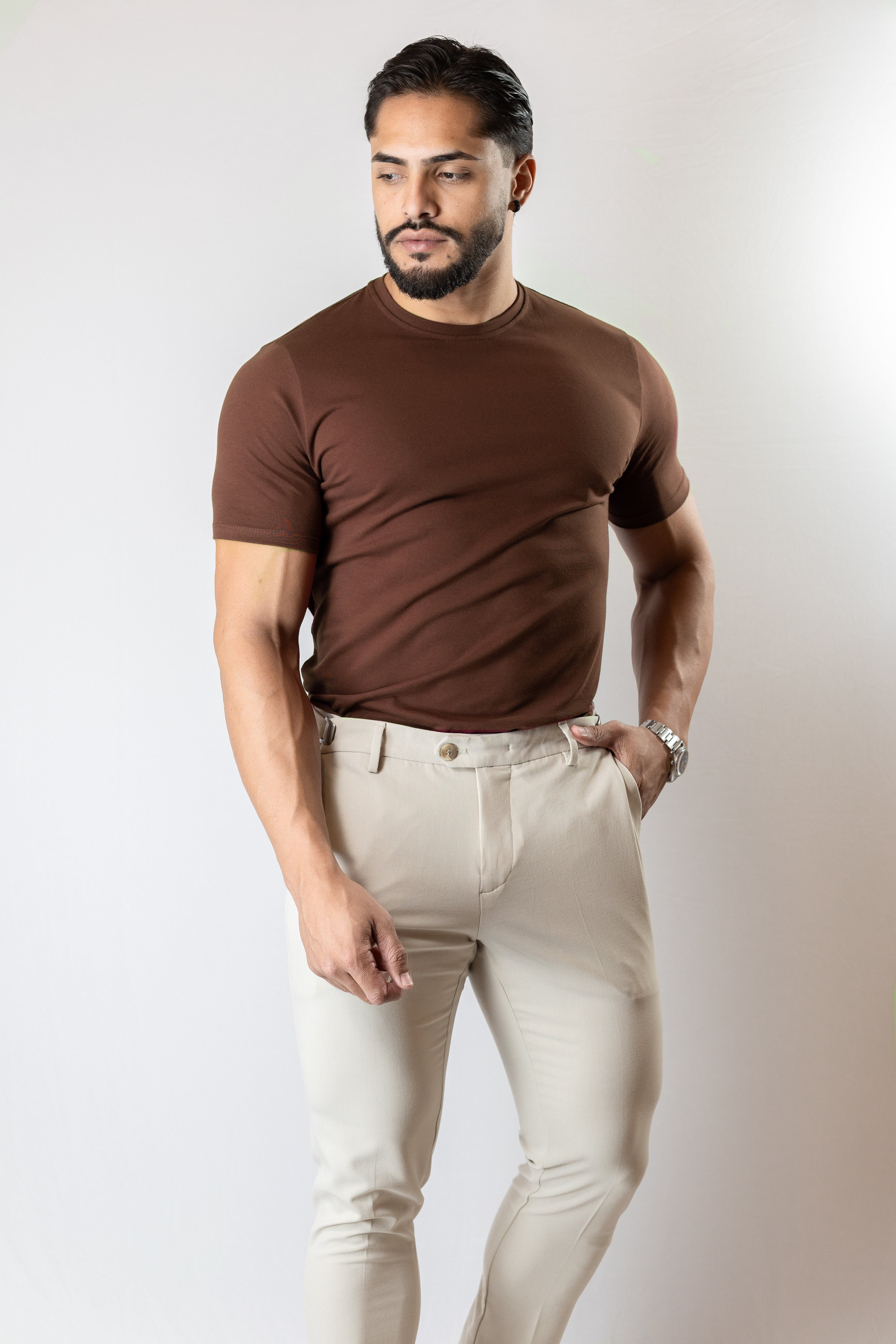 Camiseta básica marrom - Algodão Egípcio