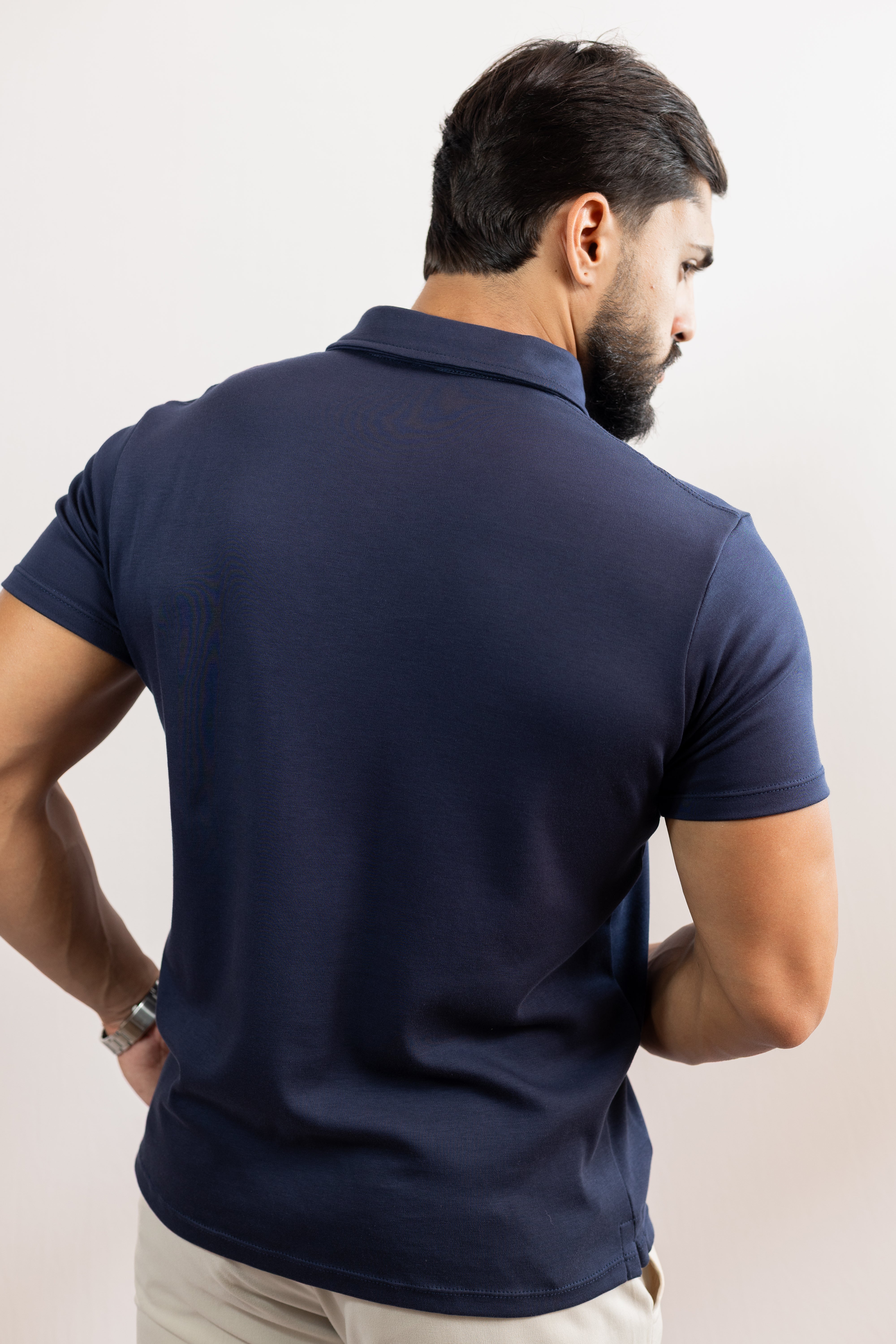 Camiseta Polo azul marinho profundo  - Algodão Pima Essence