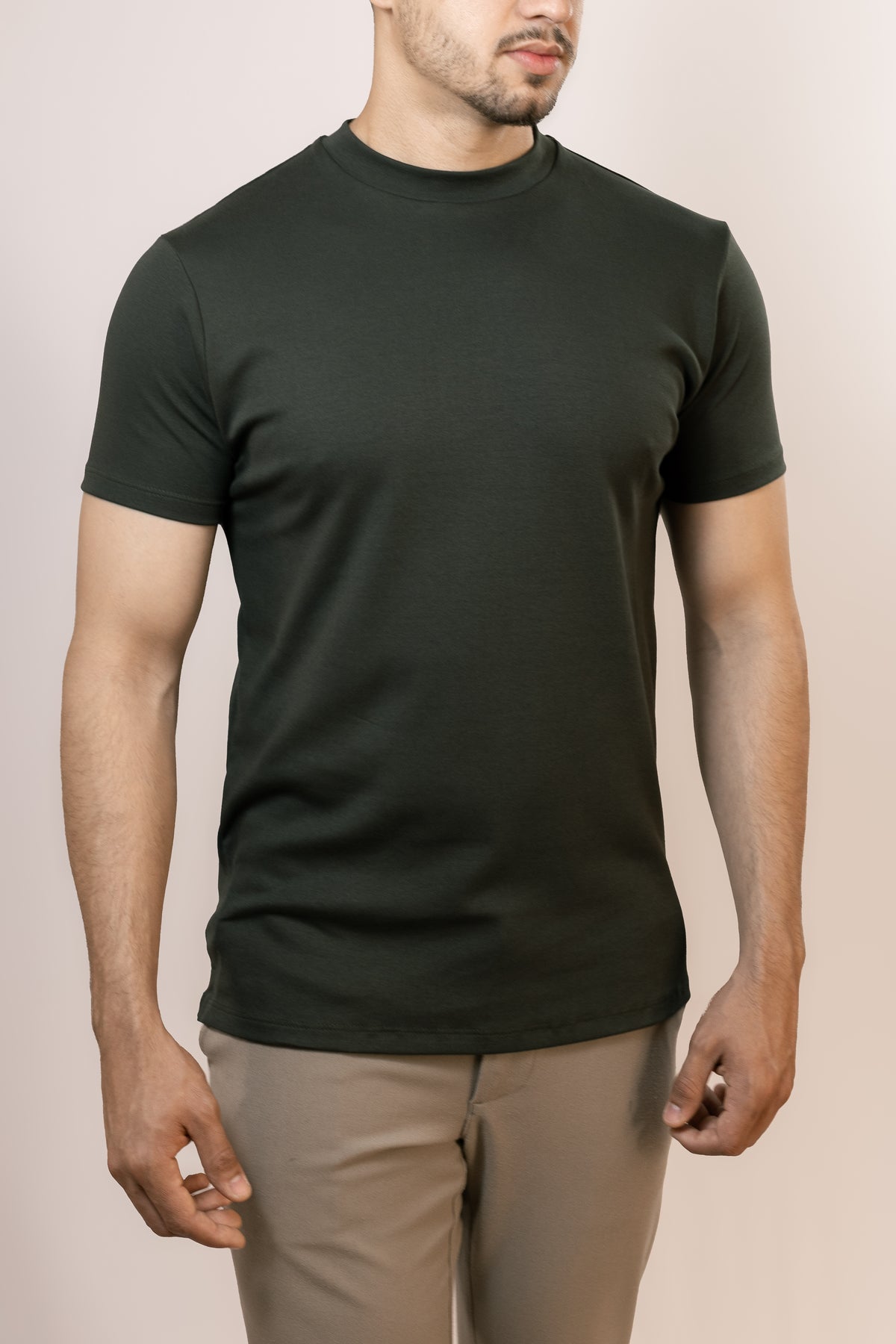 Camiseta Gola Alta Masculina Verde midnight - Suedine mais grosso 250 g/m²