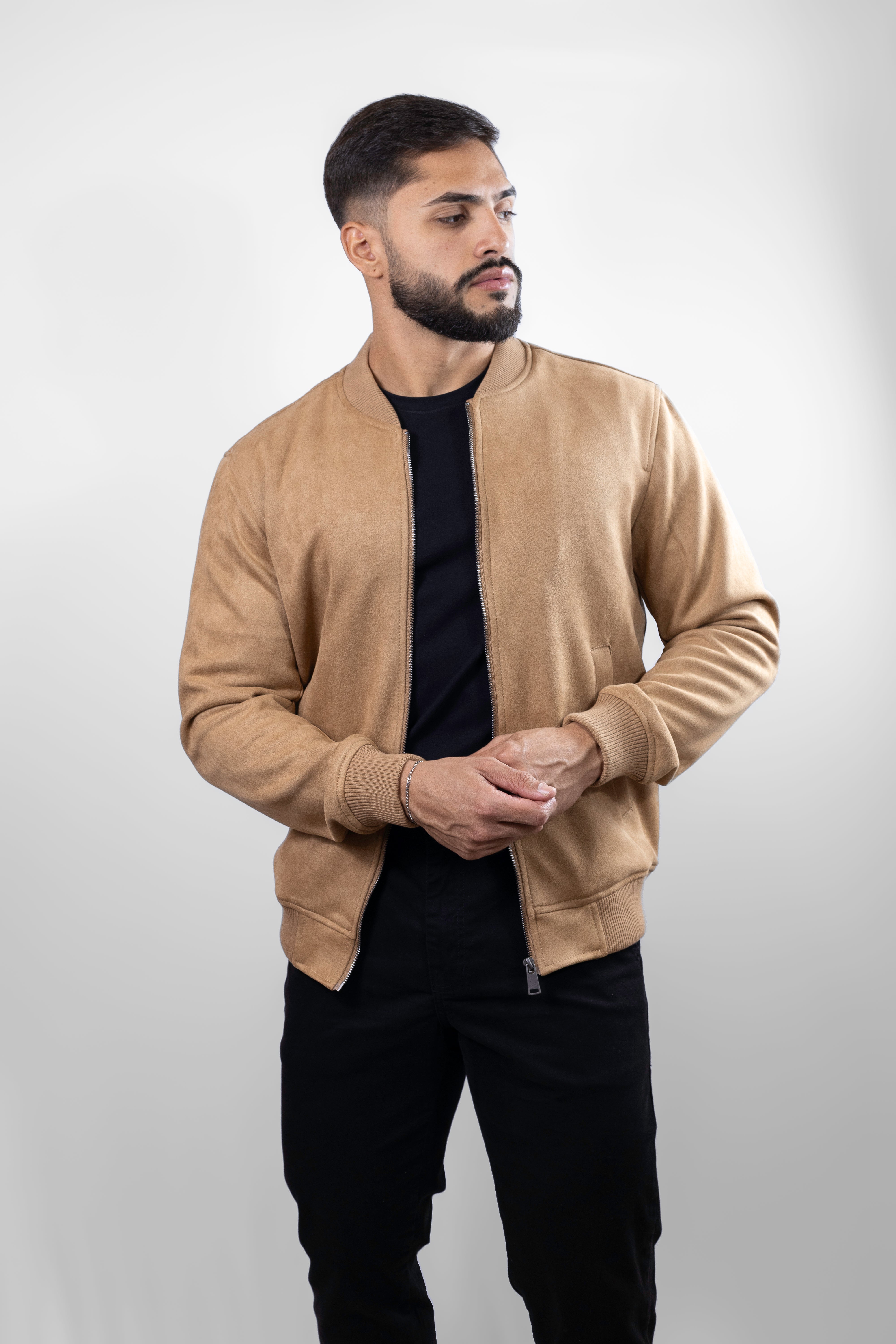 Jaqueta bomber SUEDE cor Bege (caramelo)