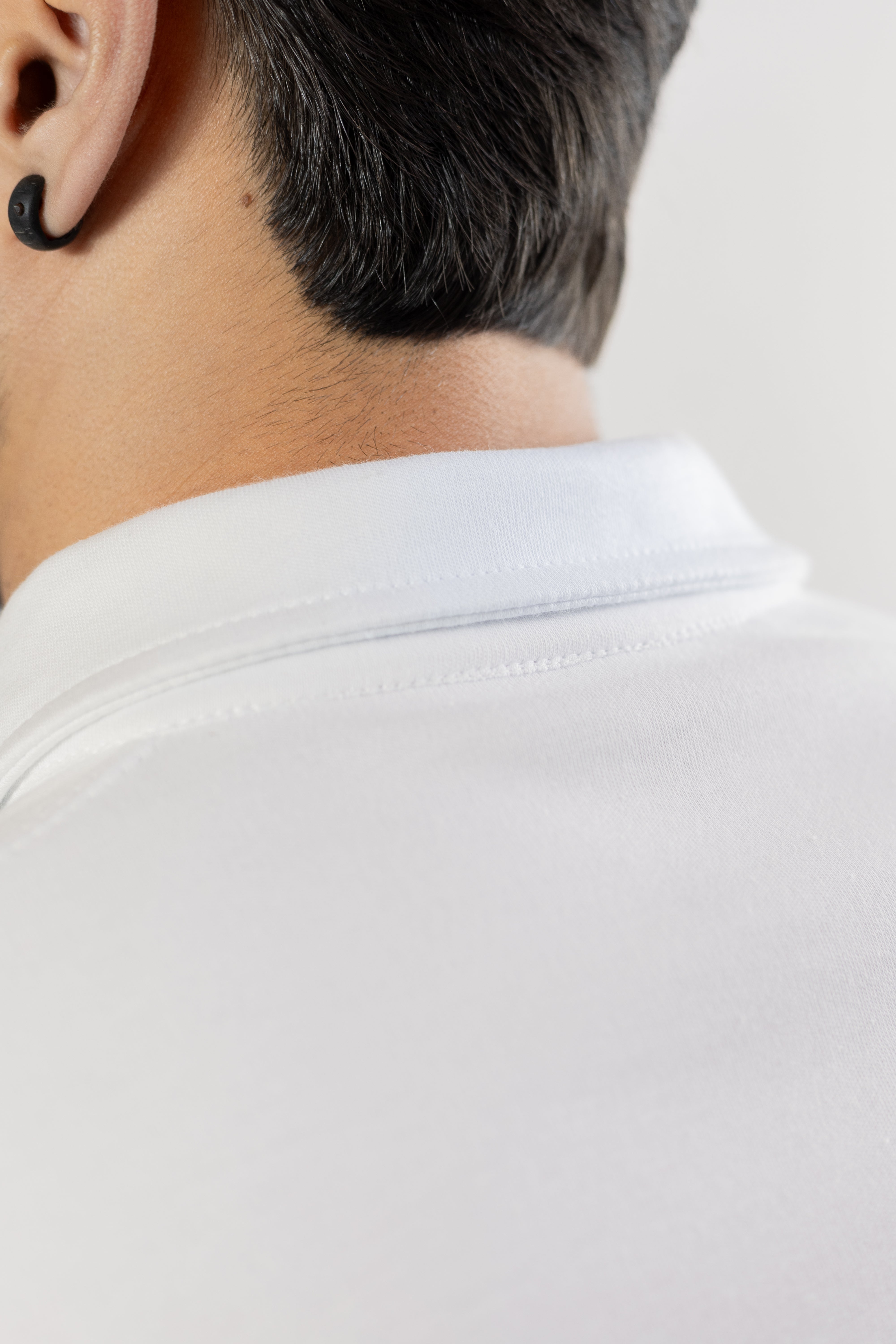 Camiseta Polo branca  - Algodão Pima Essence