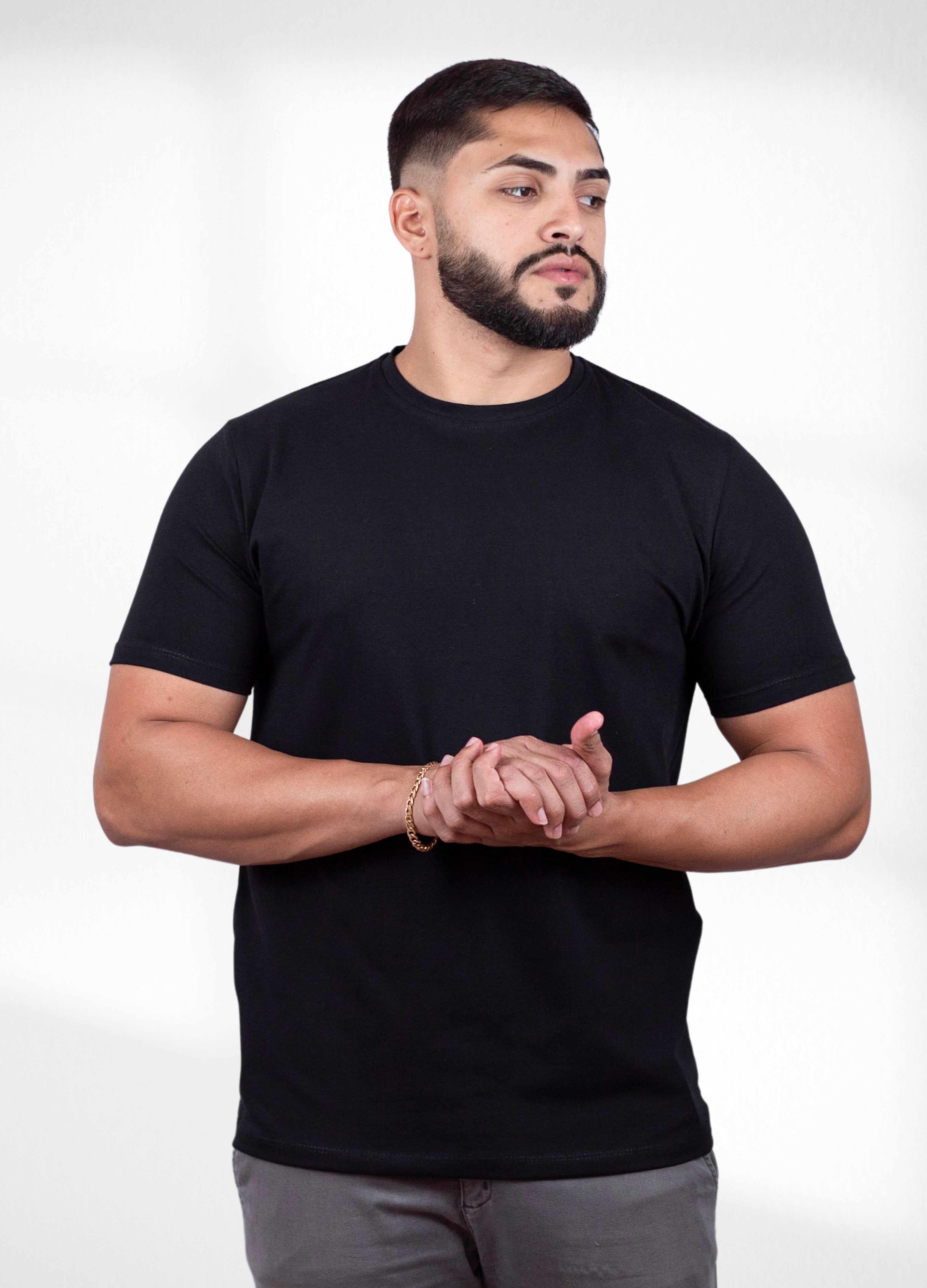 kit 3 Camisetas Básicas Pretas - Algodão Egipcio