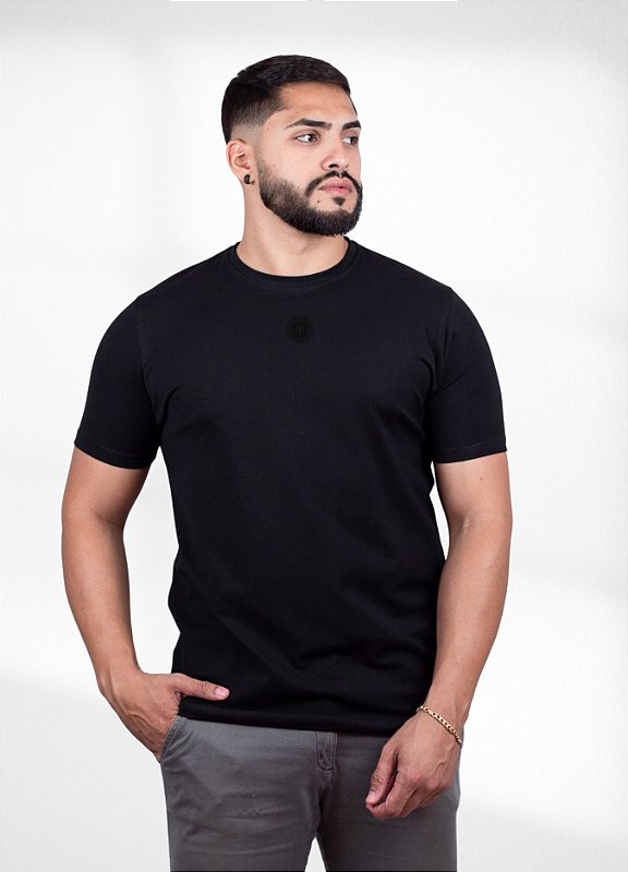 Camiseta básica Preta (brand)  - Algodão  Egípcio