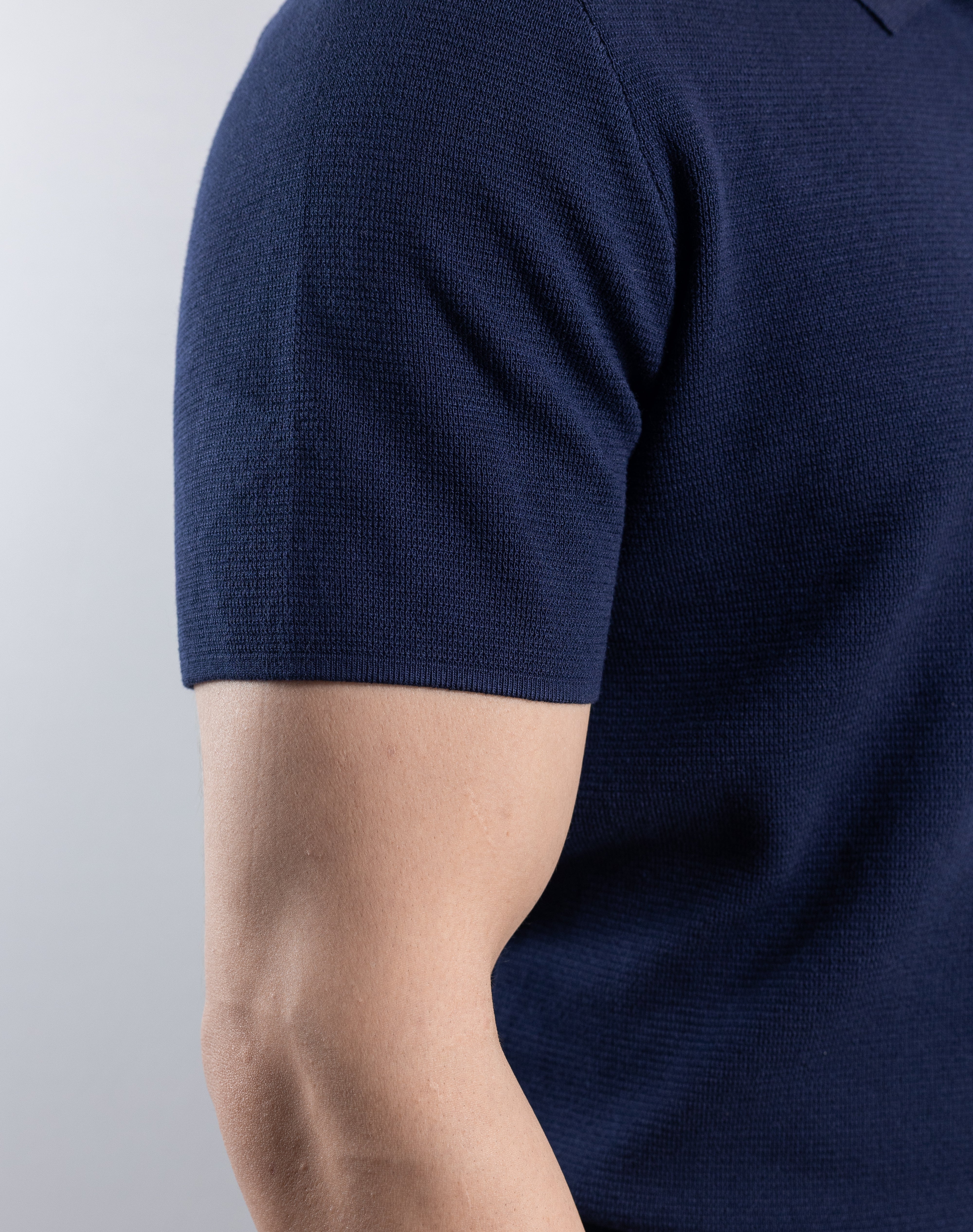 Polo Masculina de Tricot com Zíper Marinho