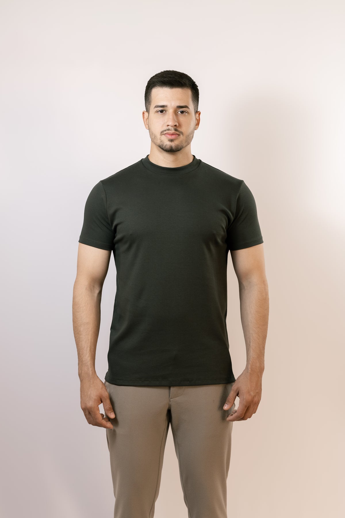 Camiseta Gola Alta Masculina Verde midnight - Suedine mais grosso 250 g/m²