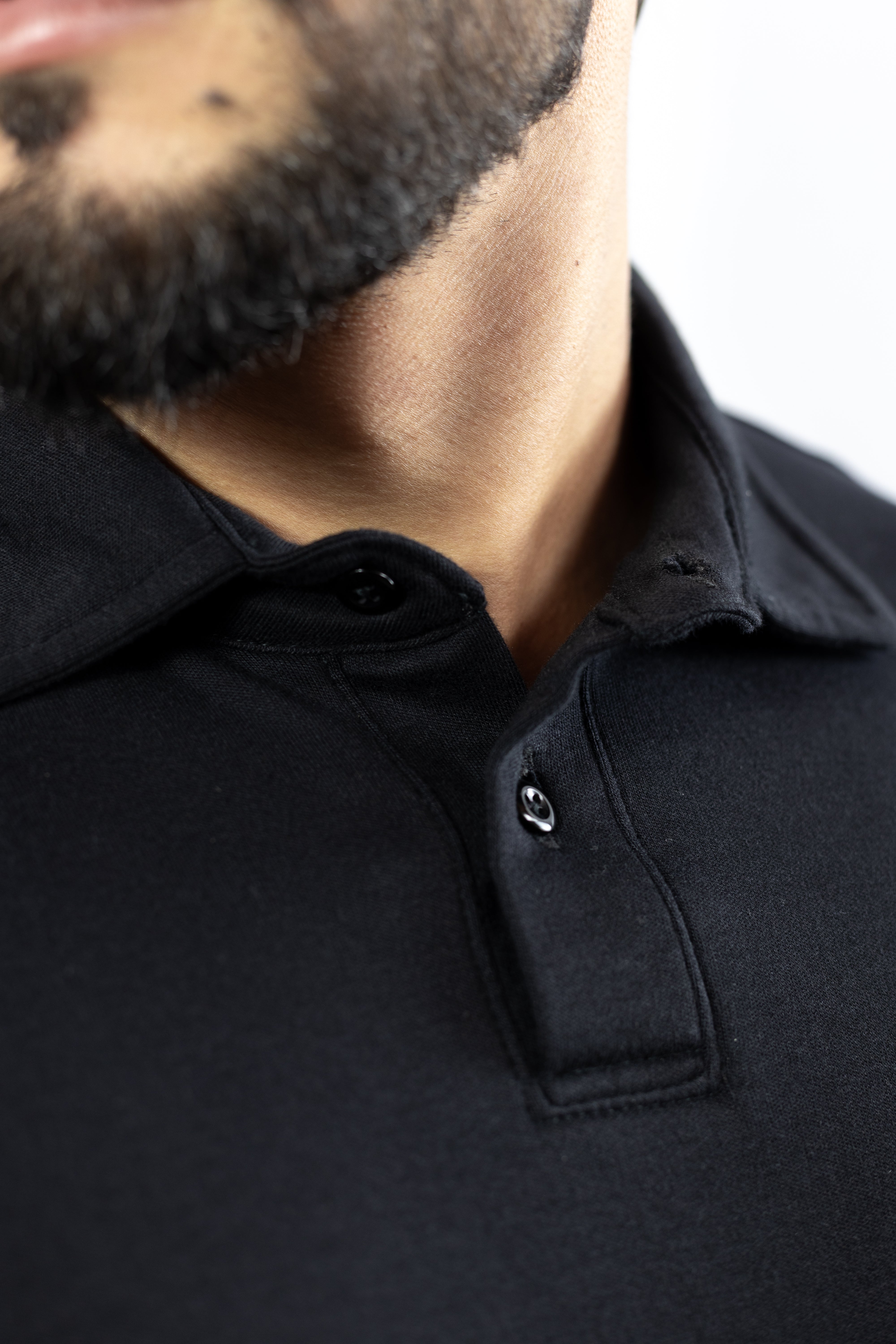 Camiseta Polo Preta  - Algodão Pima Essence