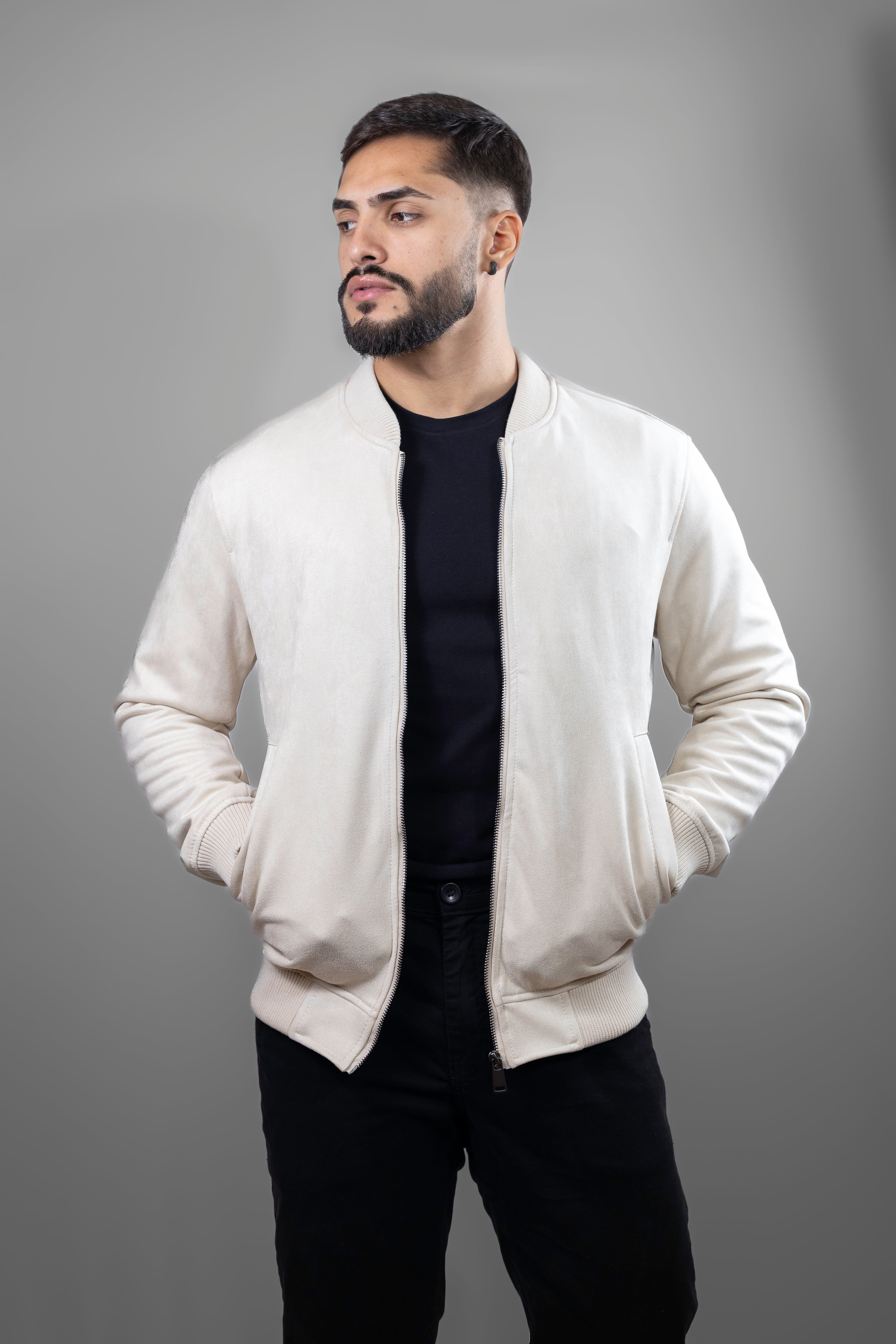 Jaqueta bomber SUEDE cor off-white
