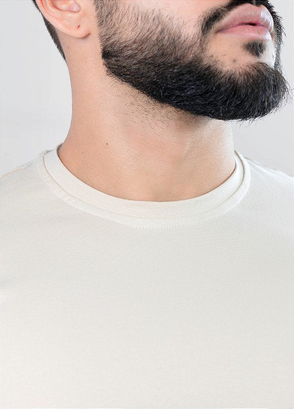 Camiseta básica bege  - Algodão  Egípcio