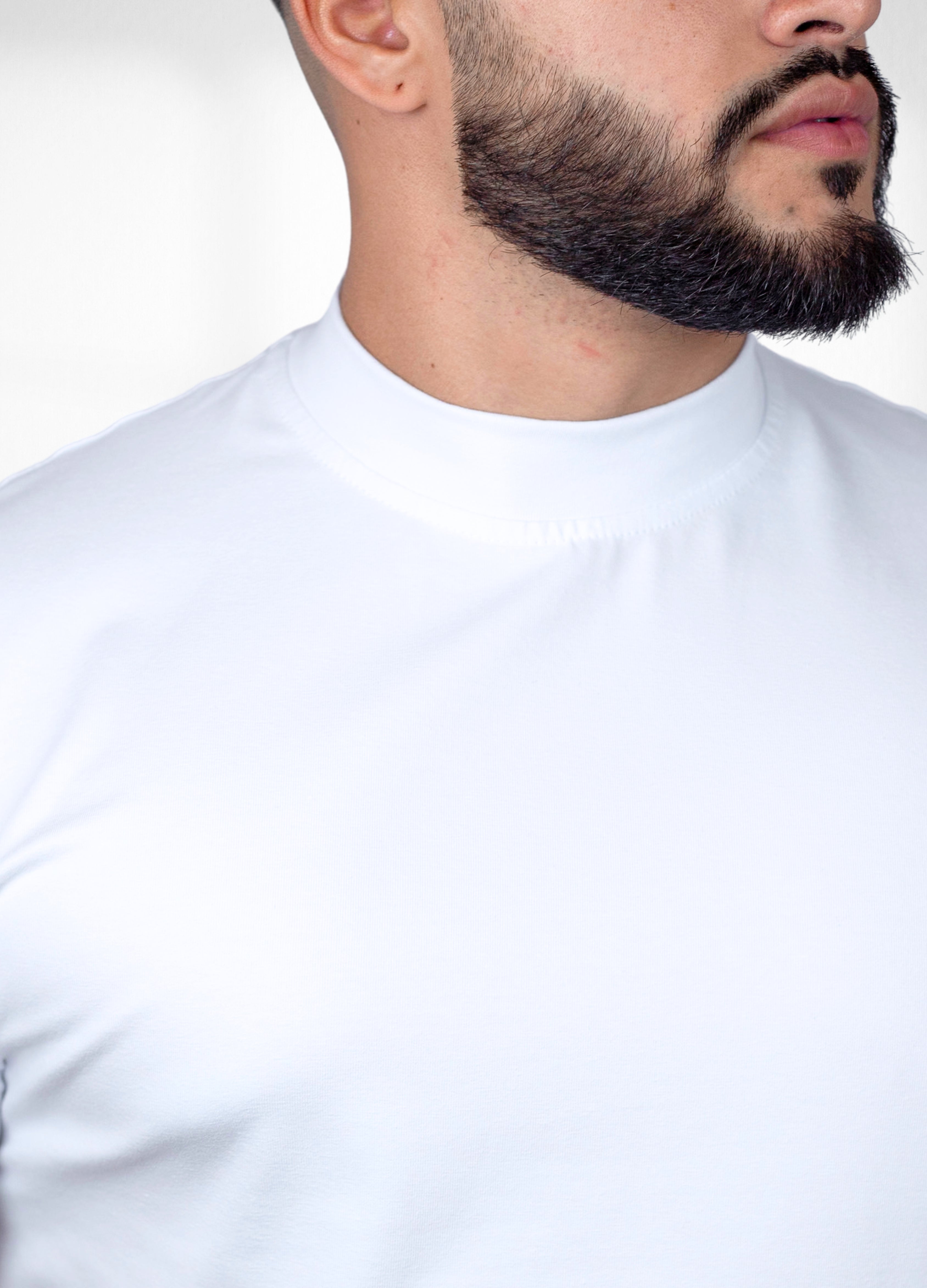 kit 3 Camisetas Gola alta Brancas - Algodão Egipcio