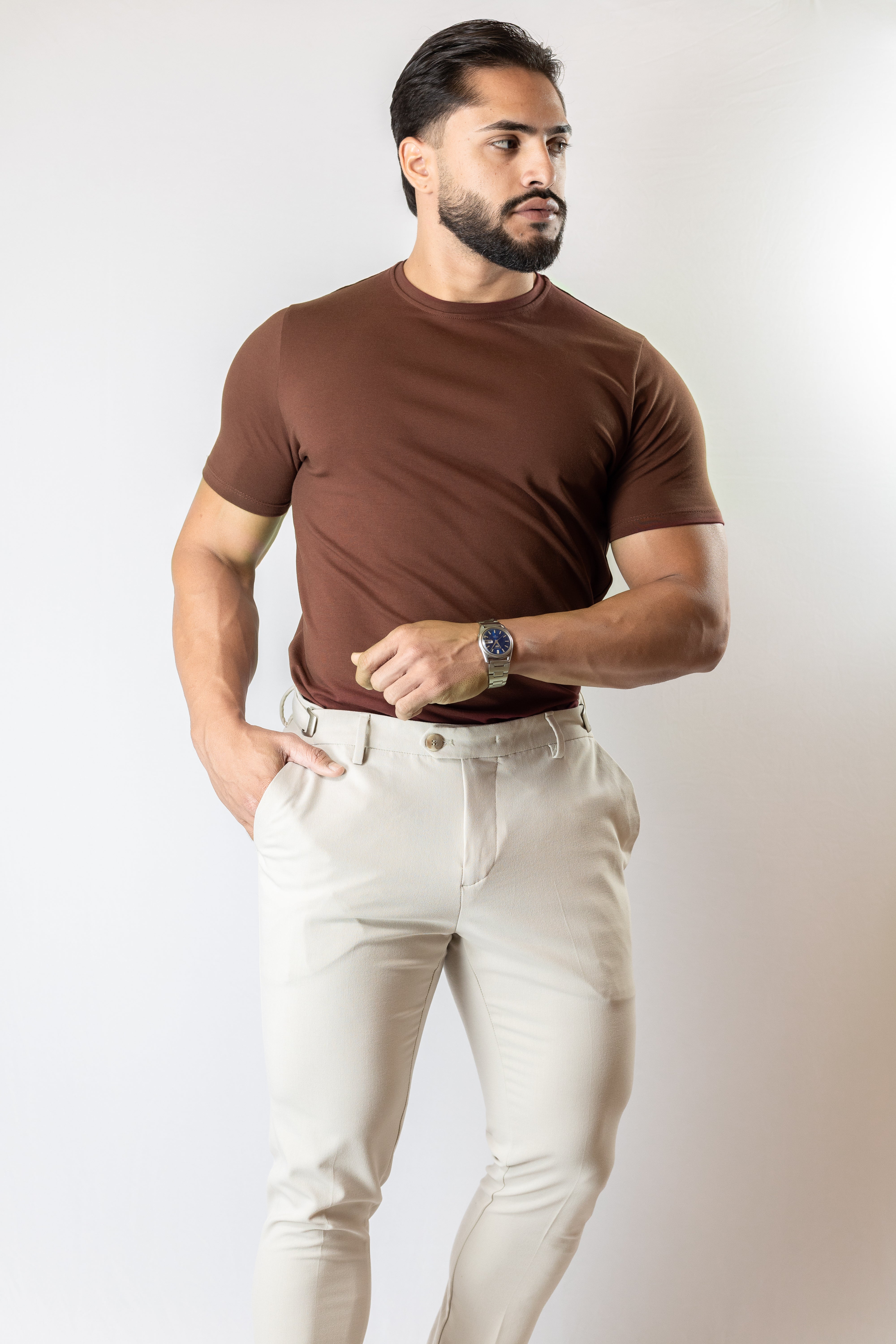 Camiseta básica marrom - Algodão Egípcio