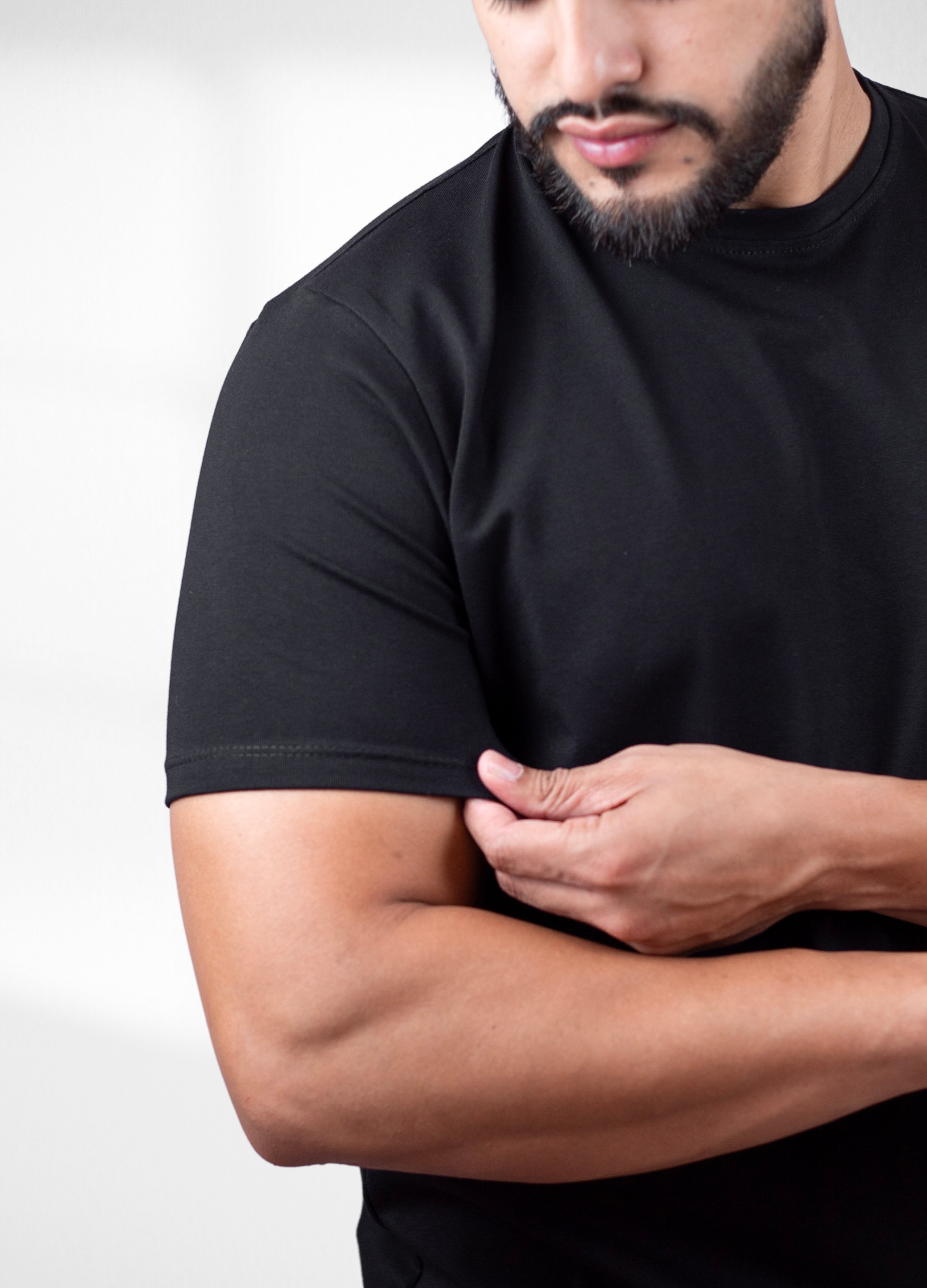 kit 3 Camisetas Básicas Pretas - Algodão Egipcio