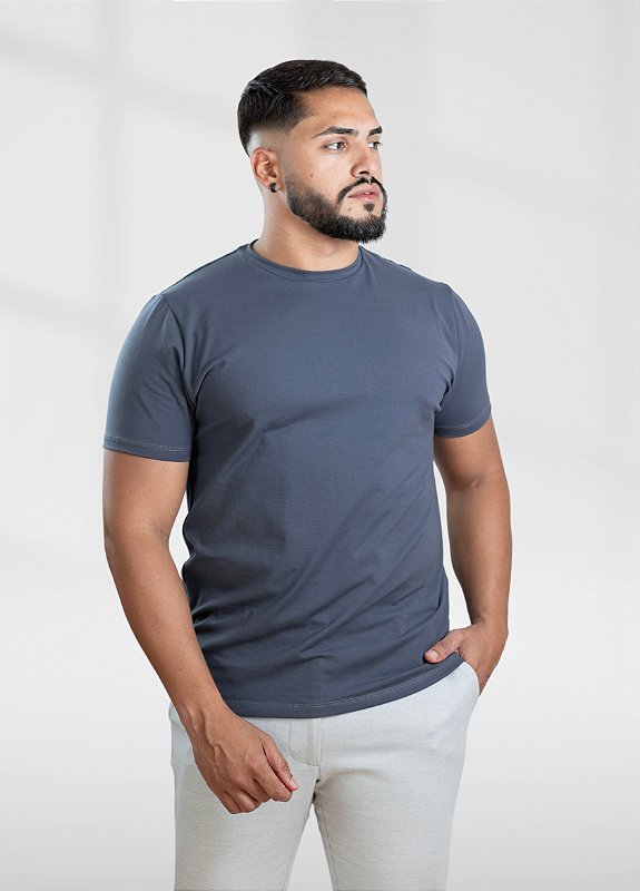 Camiseta básica Cinza - Algodão Egípcio