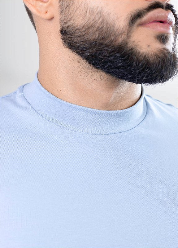 Camiseta Gola alta Azul bebê  - Algodão Egípcio