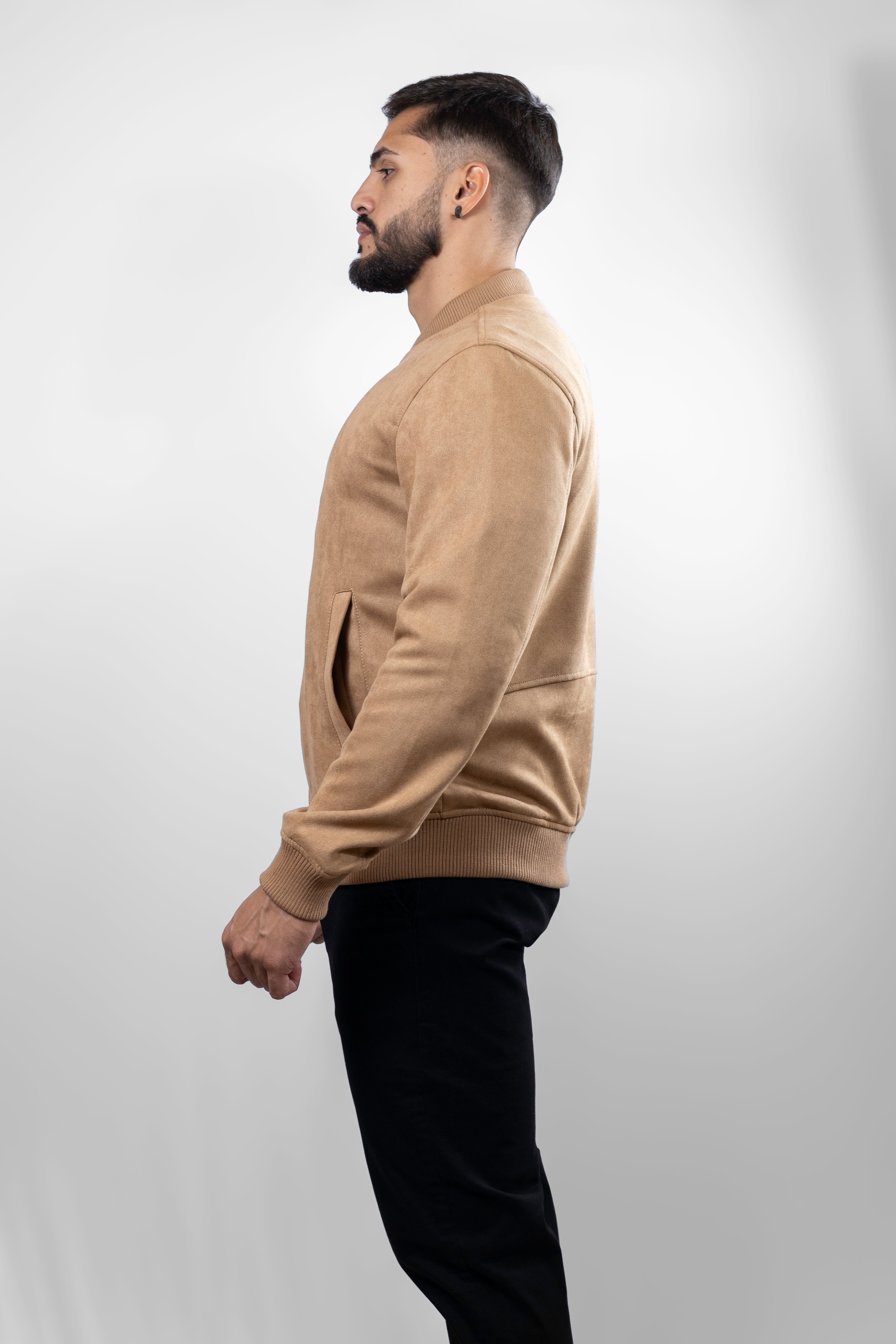 Jaqueta bomber SUEDE cor Bege (caramelo)
