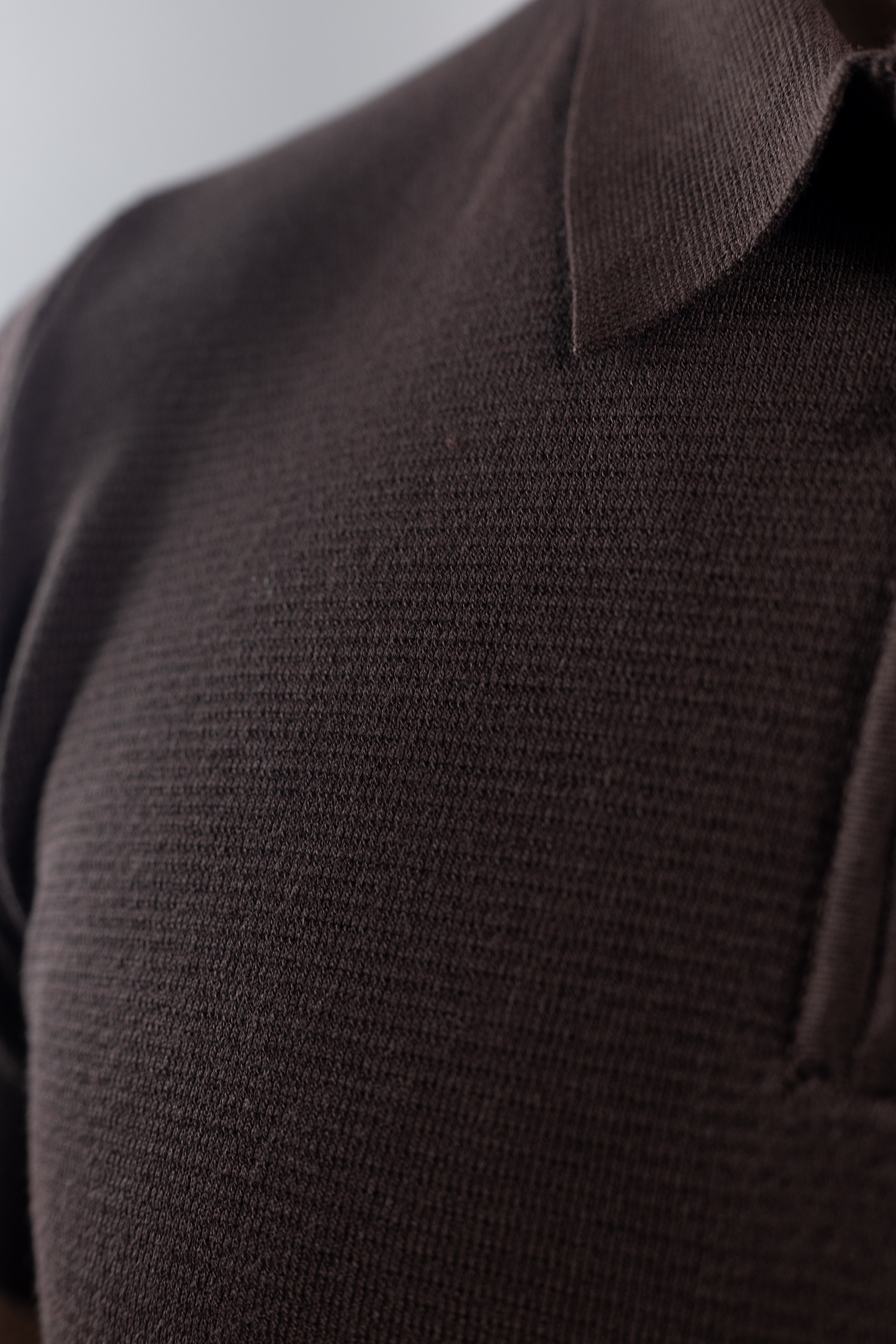 Polo Masculina de Tricot com Zíper Marrom