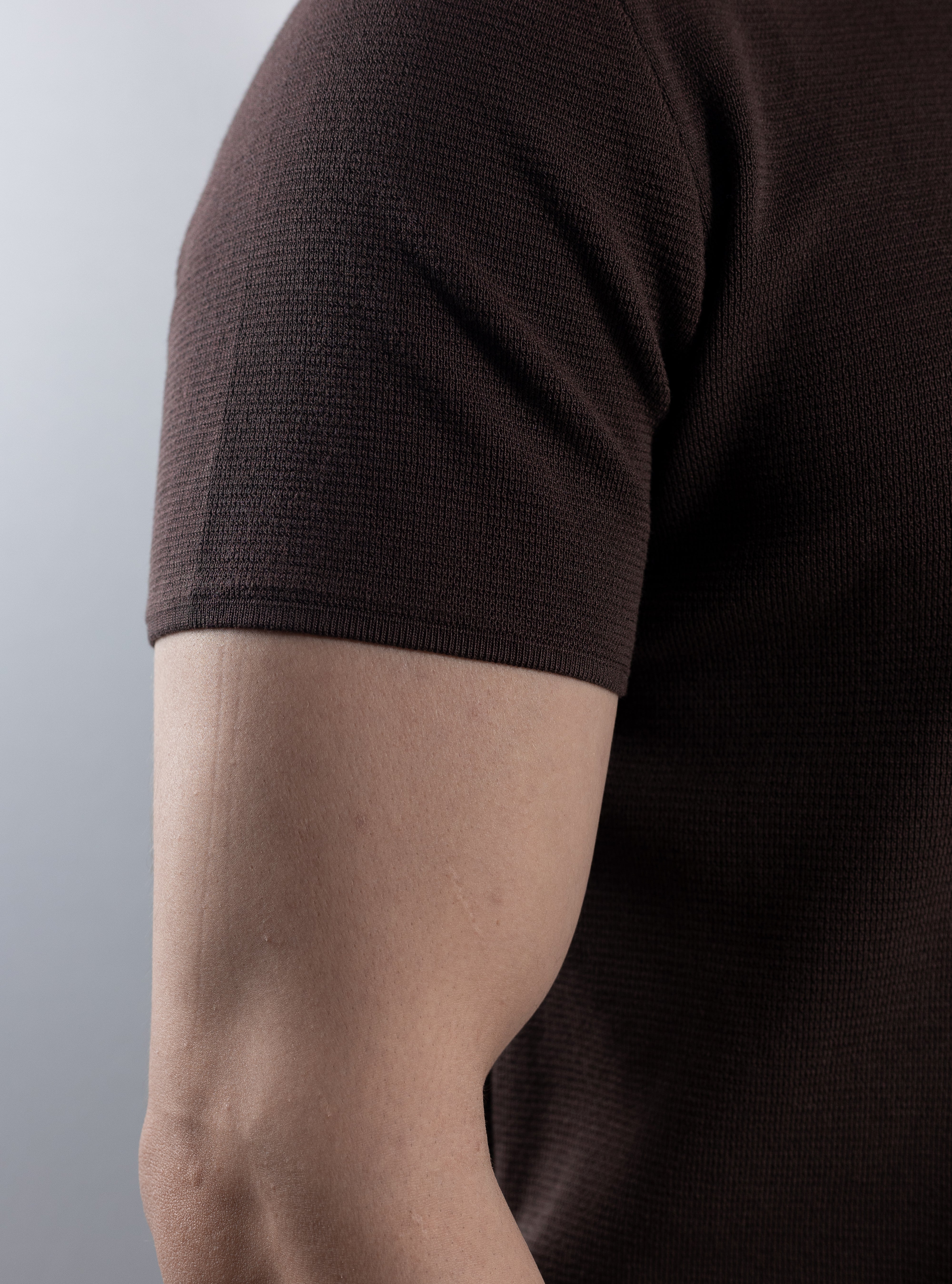 Polo Masculina de Tricot com Zíper Marrom