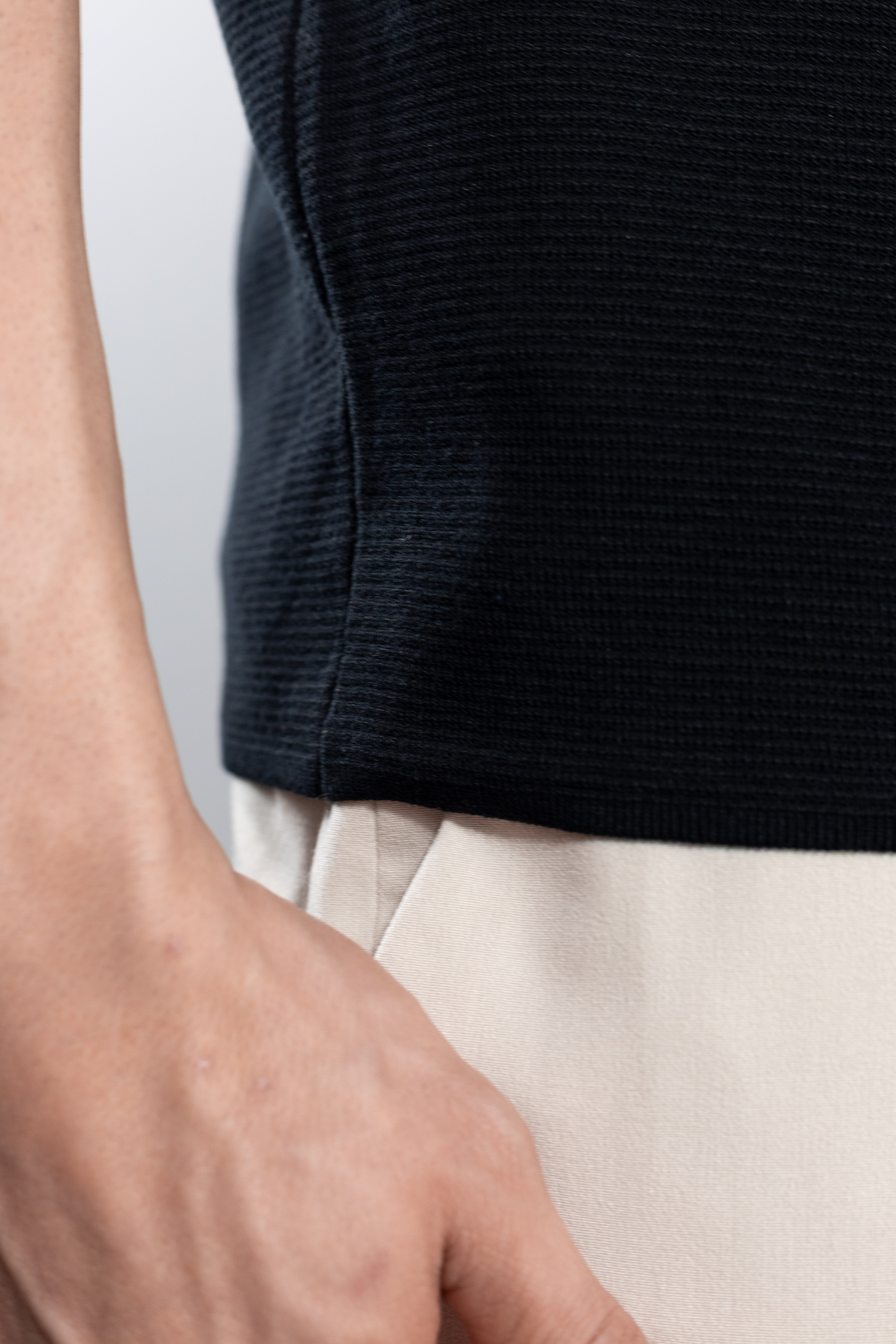 Polo Masculina de Tricot com Zíper Preta