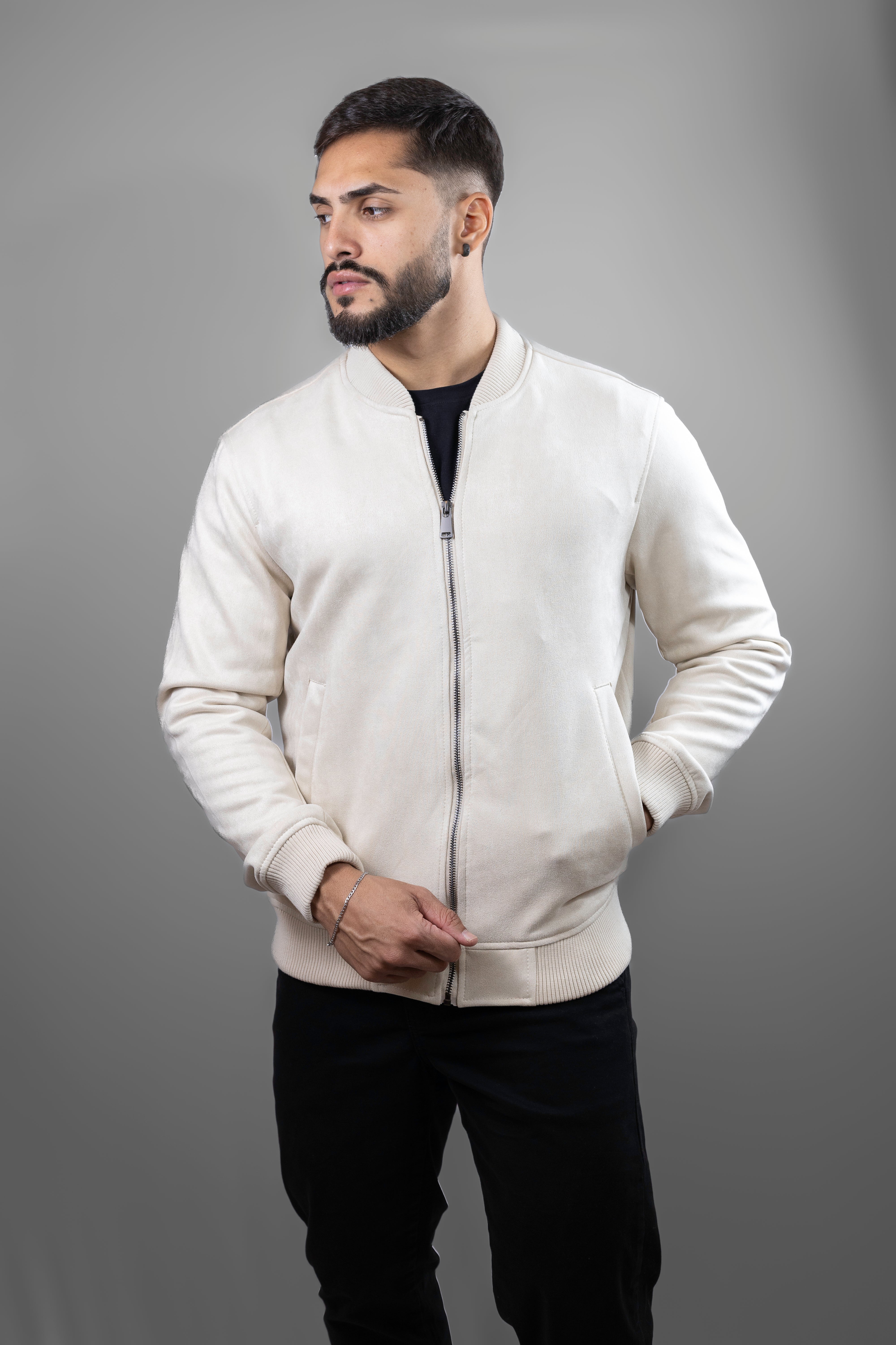 Jaqueta bomber SUEDE cor off-white