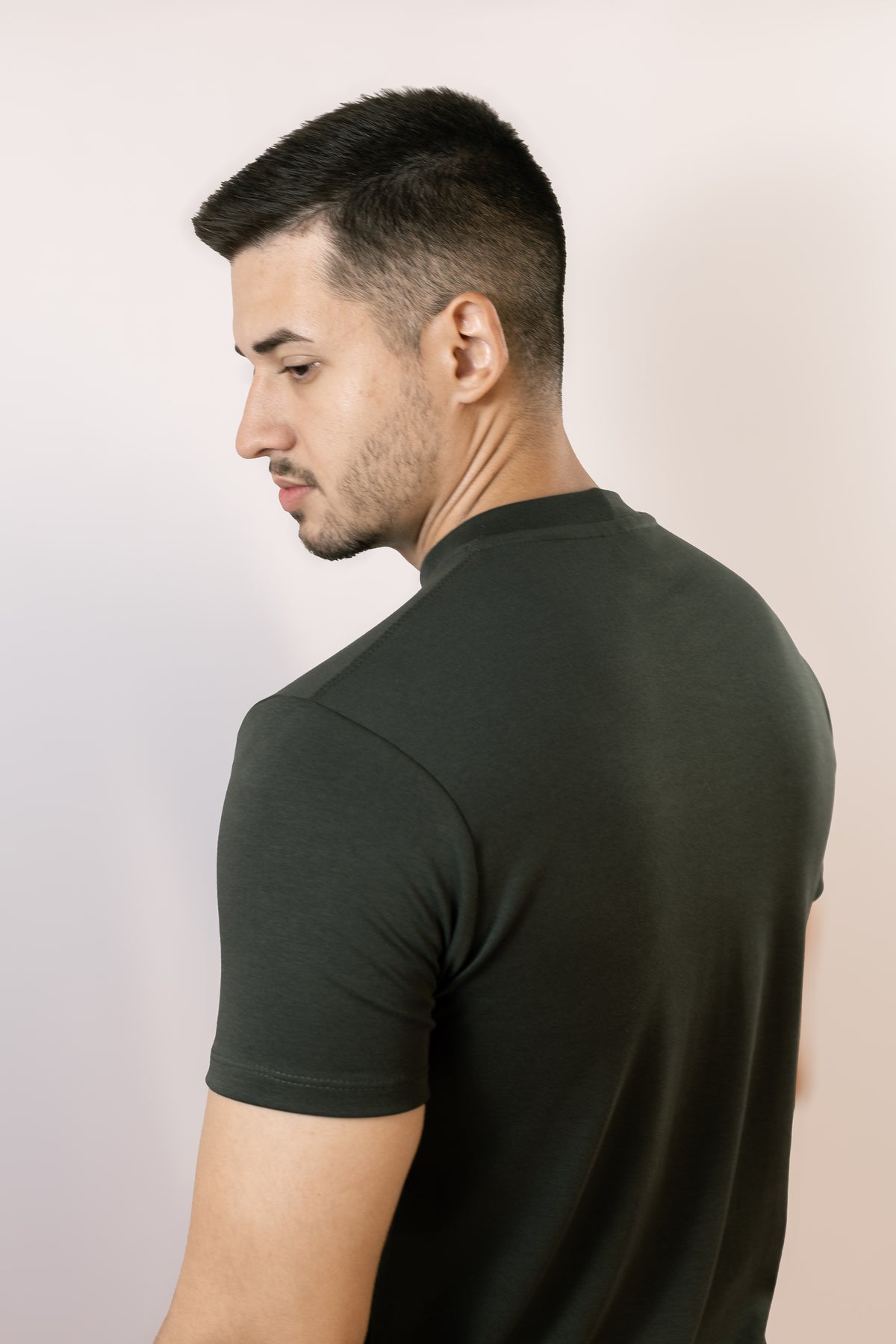 Camiseta Gola Alta Masculina Verde midnight - Suedine mais grosso 250 g/m²