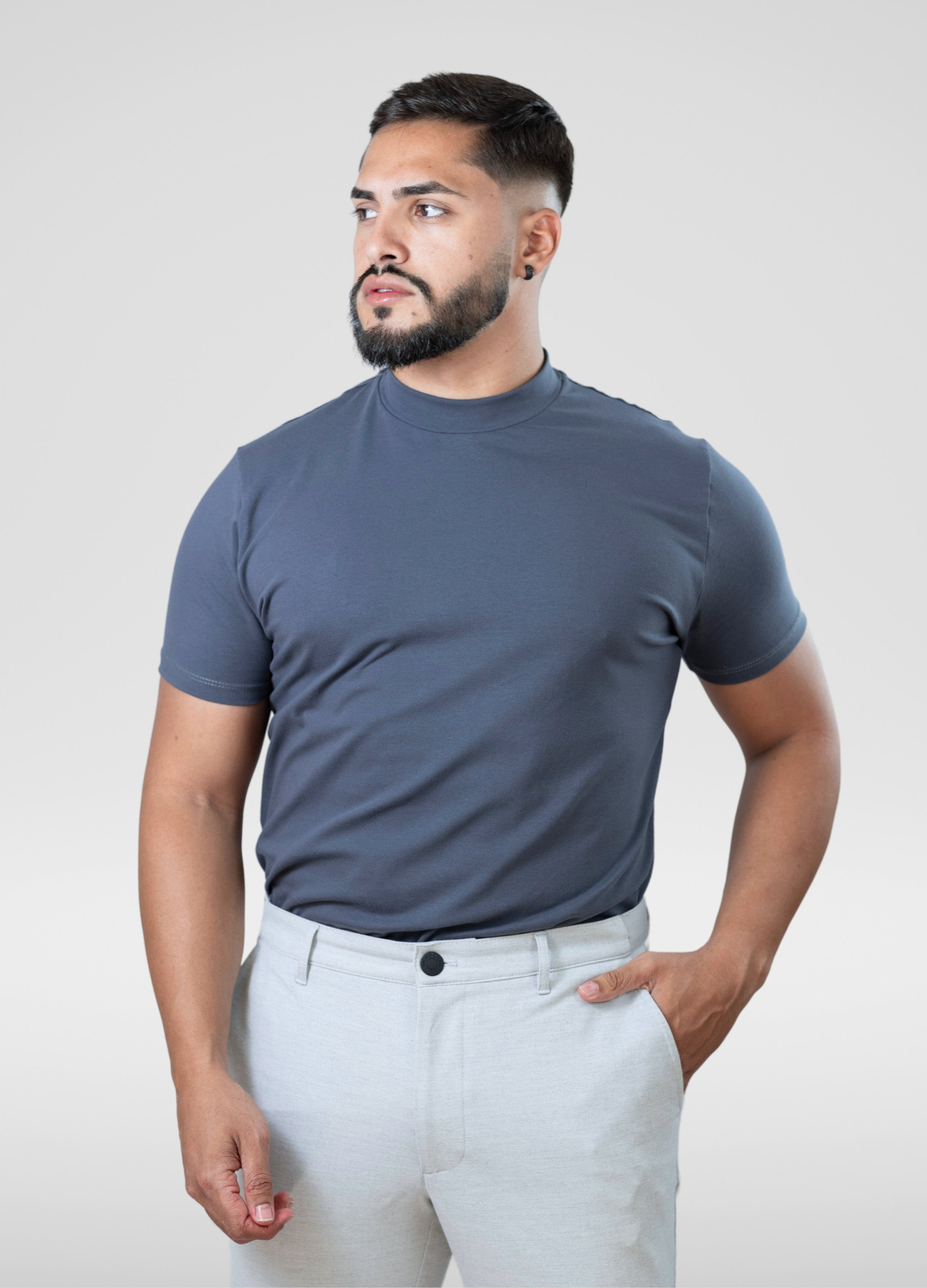 kit 5 Camisetas Gola alta (cores da imagem) - Algodão Egipcio