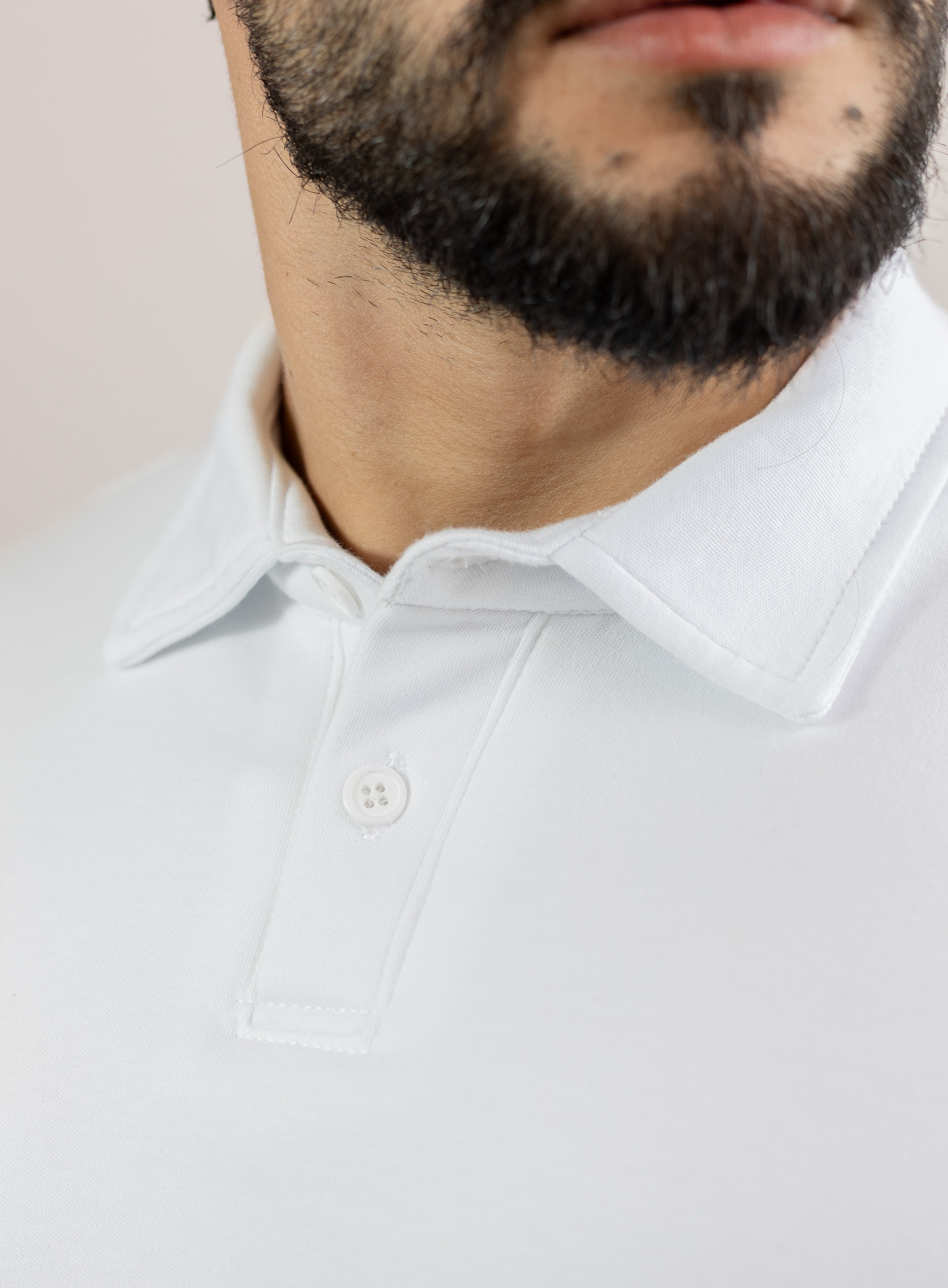 Camiseta Polo branca  - Algodão Pima Essence