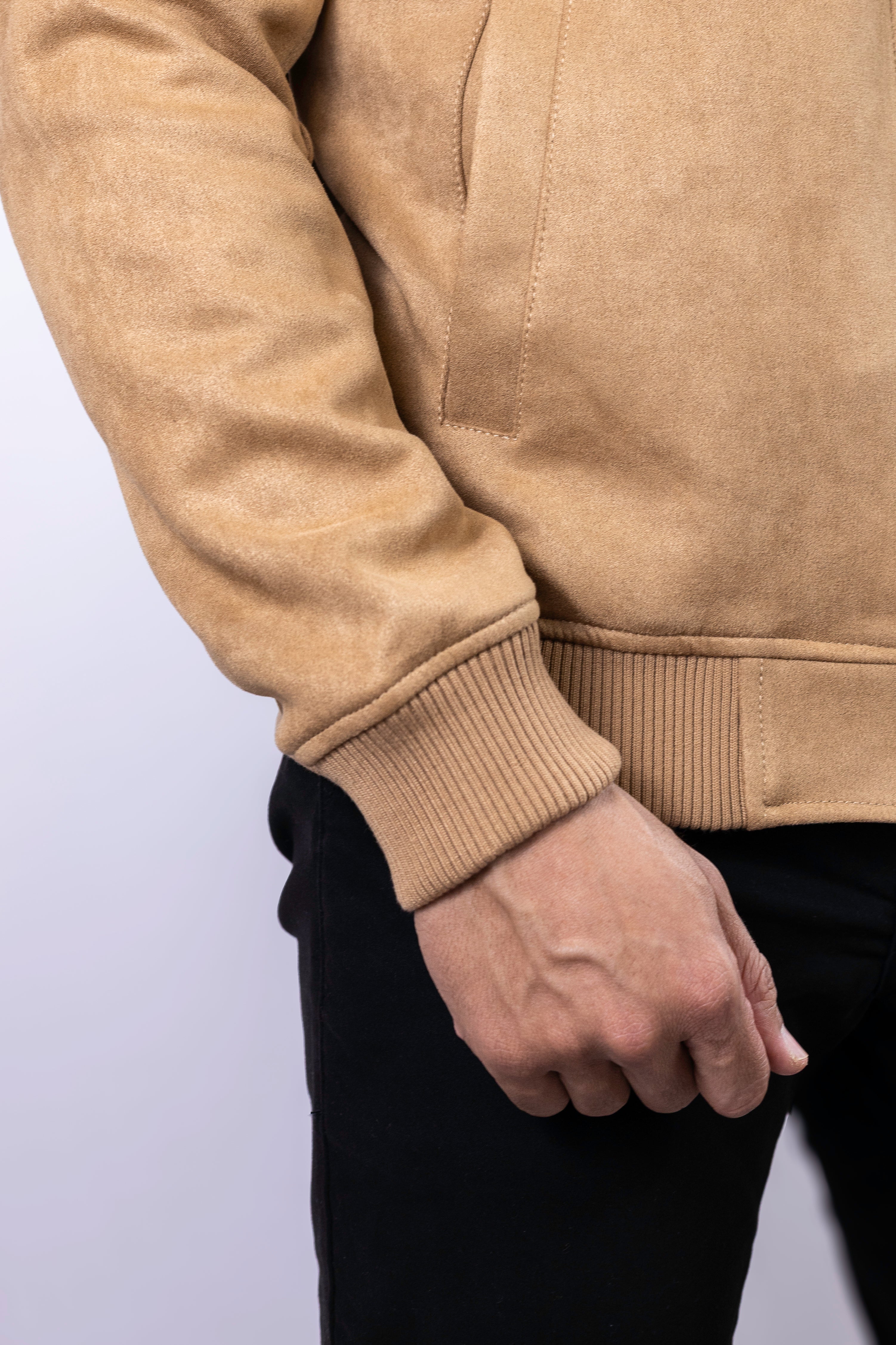Jaqueta bomber SUEDE cor Bege (caramelo)