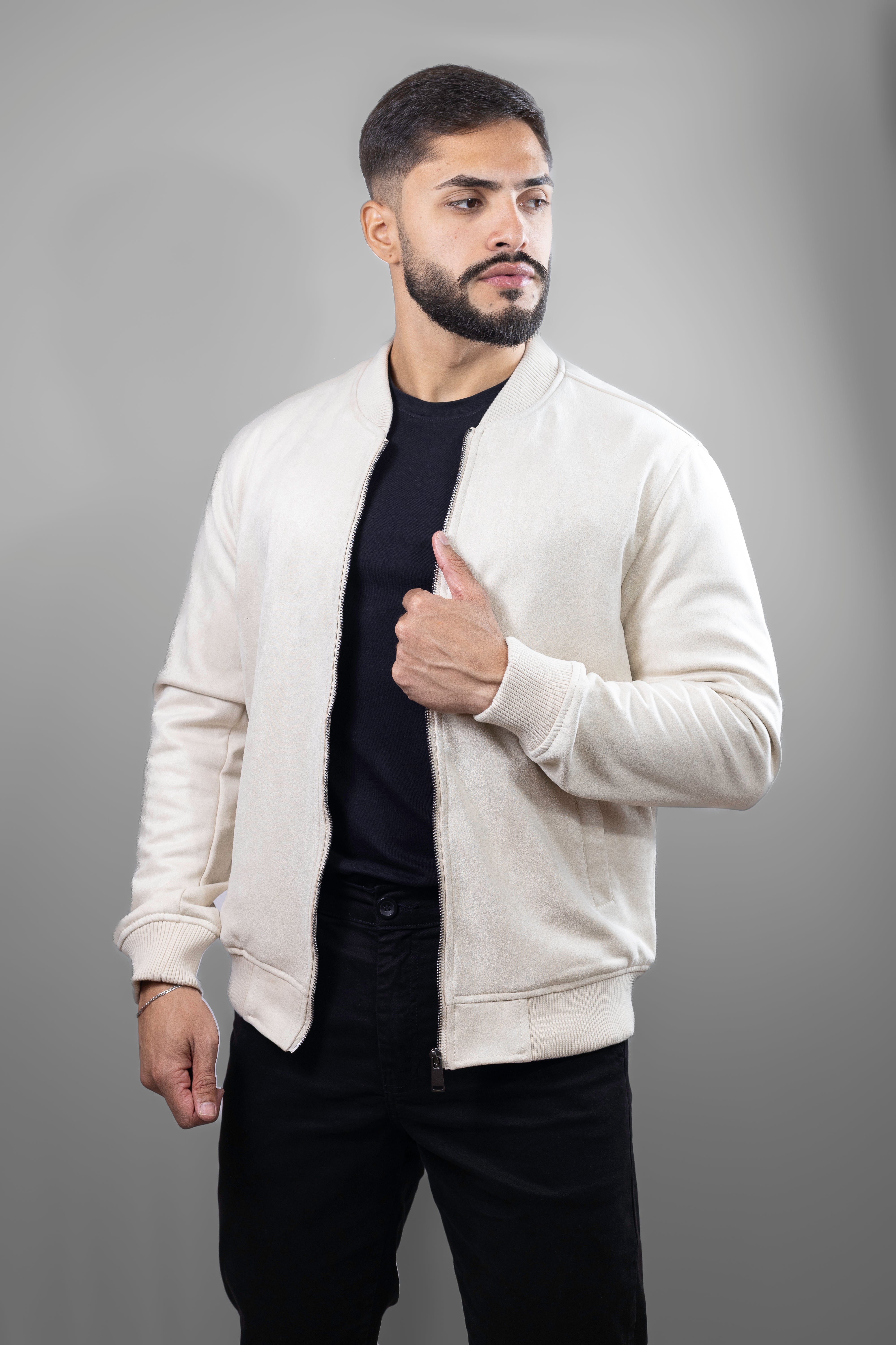 Jaqueta bomber SUEDE cor off-white