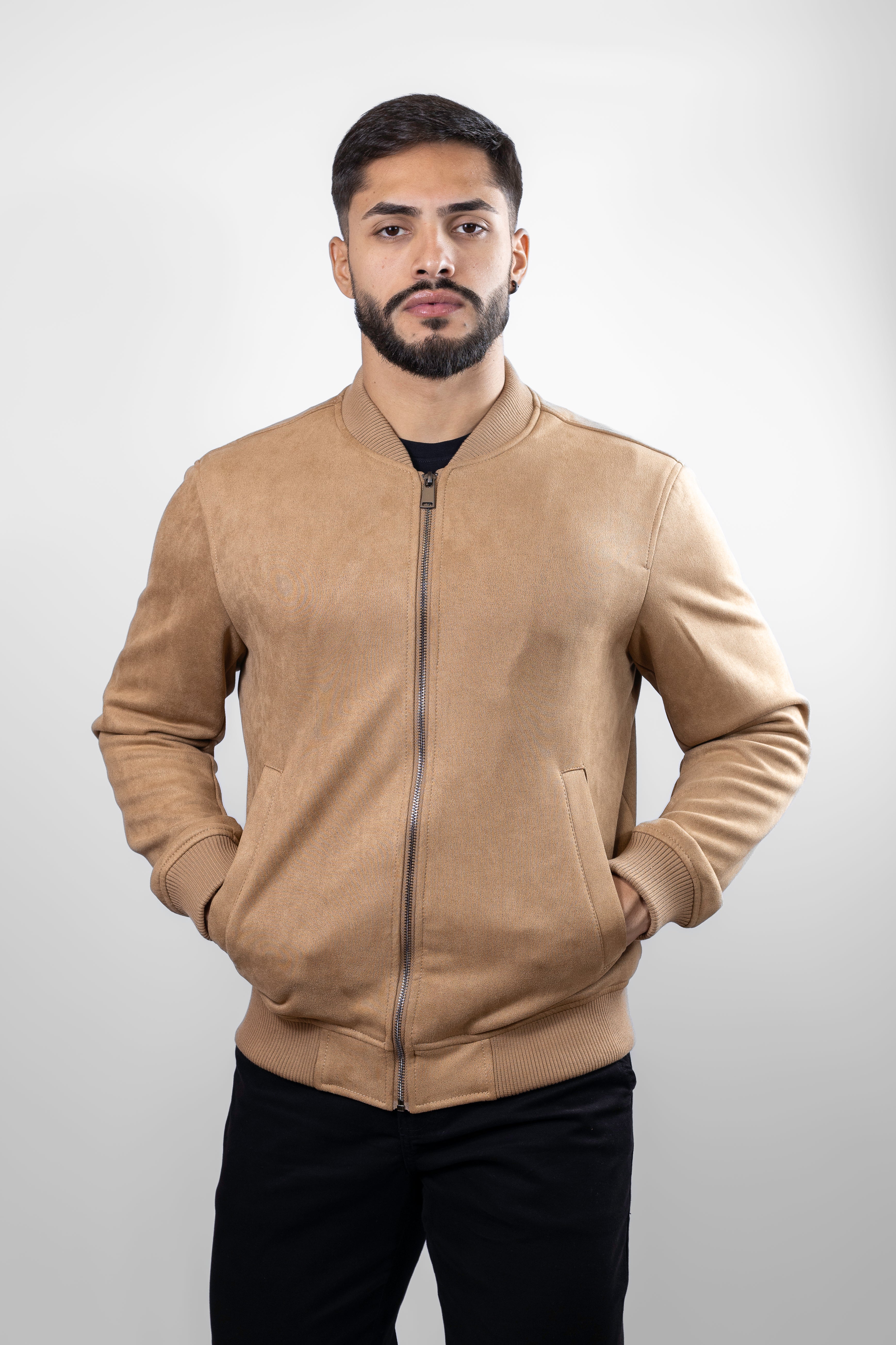 Jaqueta bomber SUEDE cor Bege (caramelo)