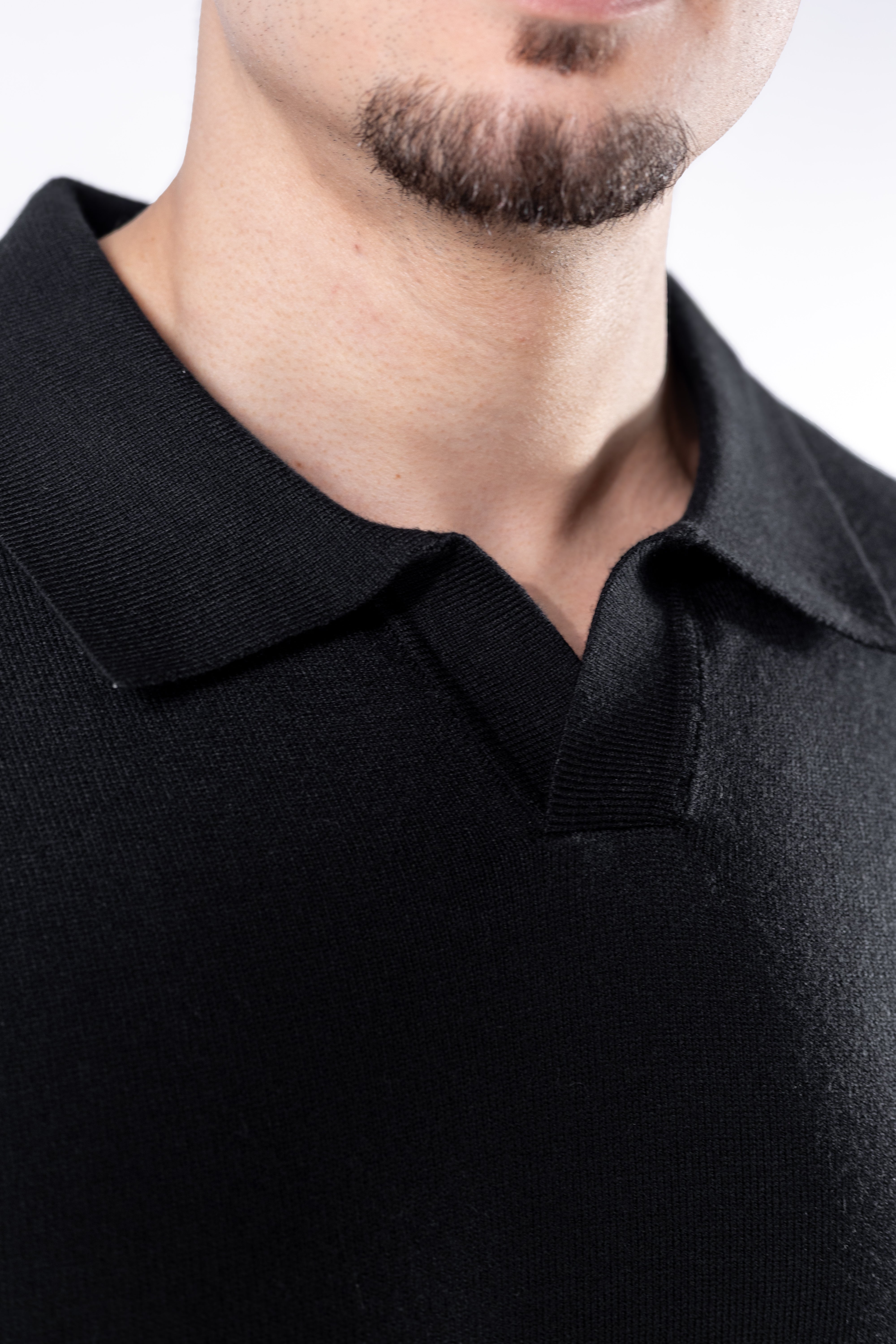 Sueter Tricot masculino gola polo italiana Preta