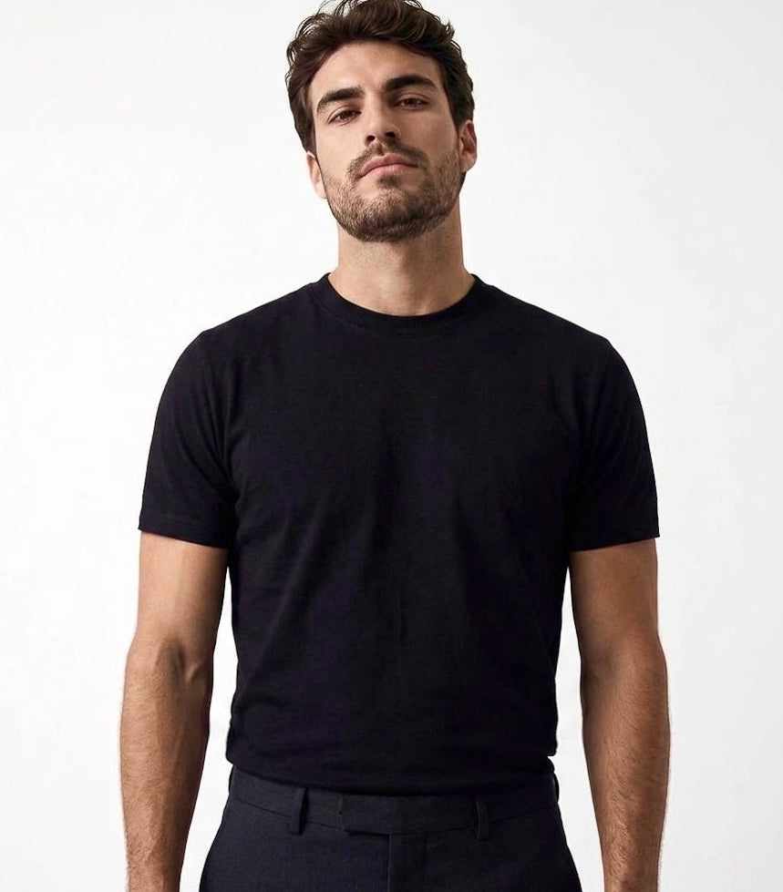 Camiseta Modal Masculina Preta Básica - Leve e Fresca