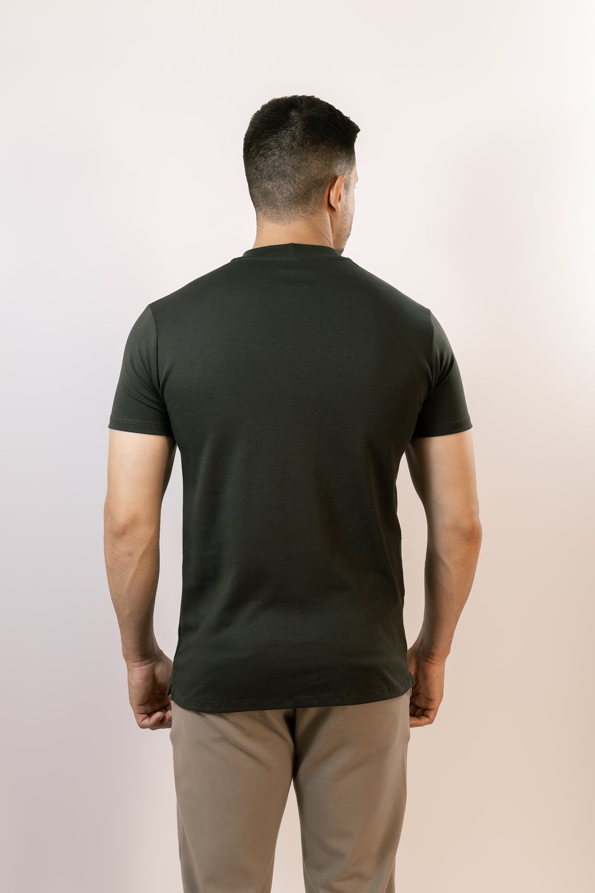 Camiseta Gola Alta Masculina Verde midnight - Suedine mais grosso 250 g/m²