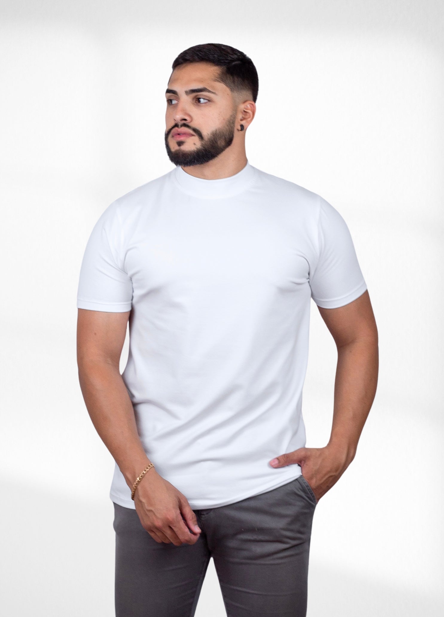 kit 5 Camisetas Gola alta (cores da imagem) - Algodão Egipcio