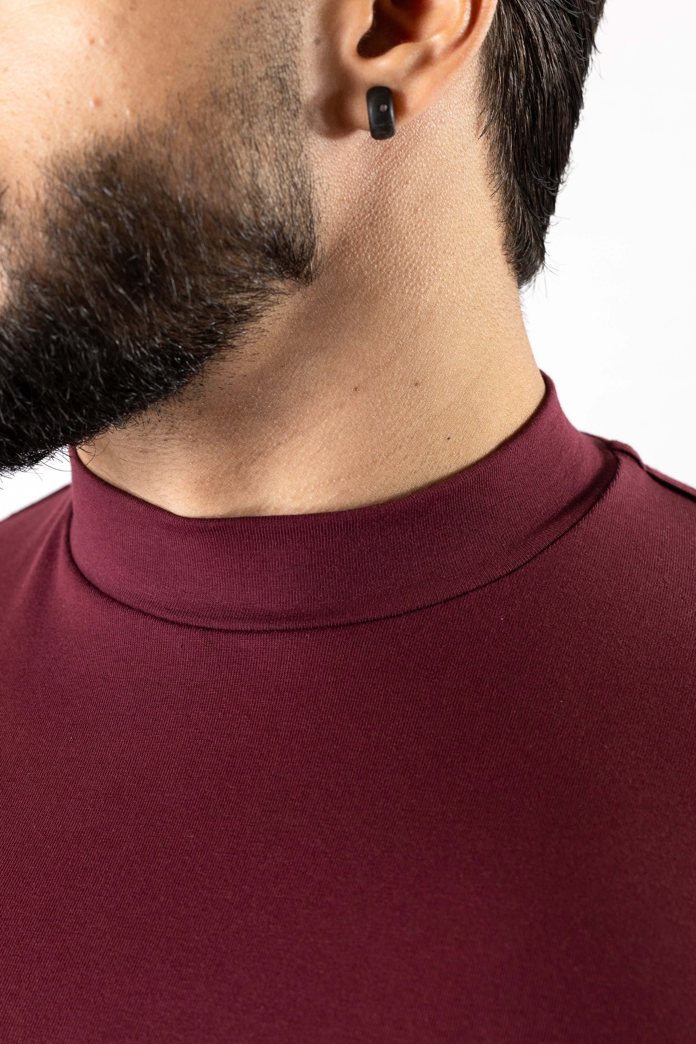 Camiseta Gola alta Bordô - Algodão Egípcio