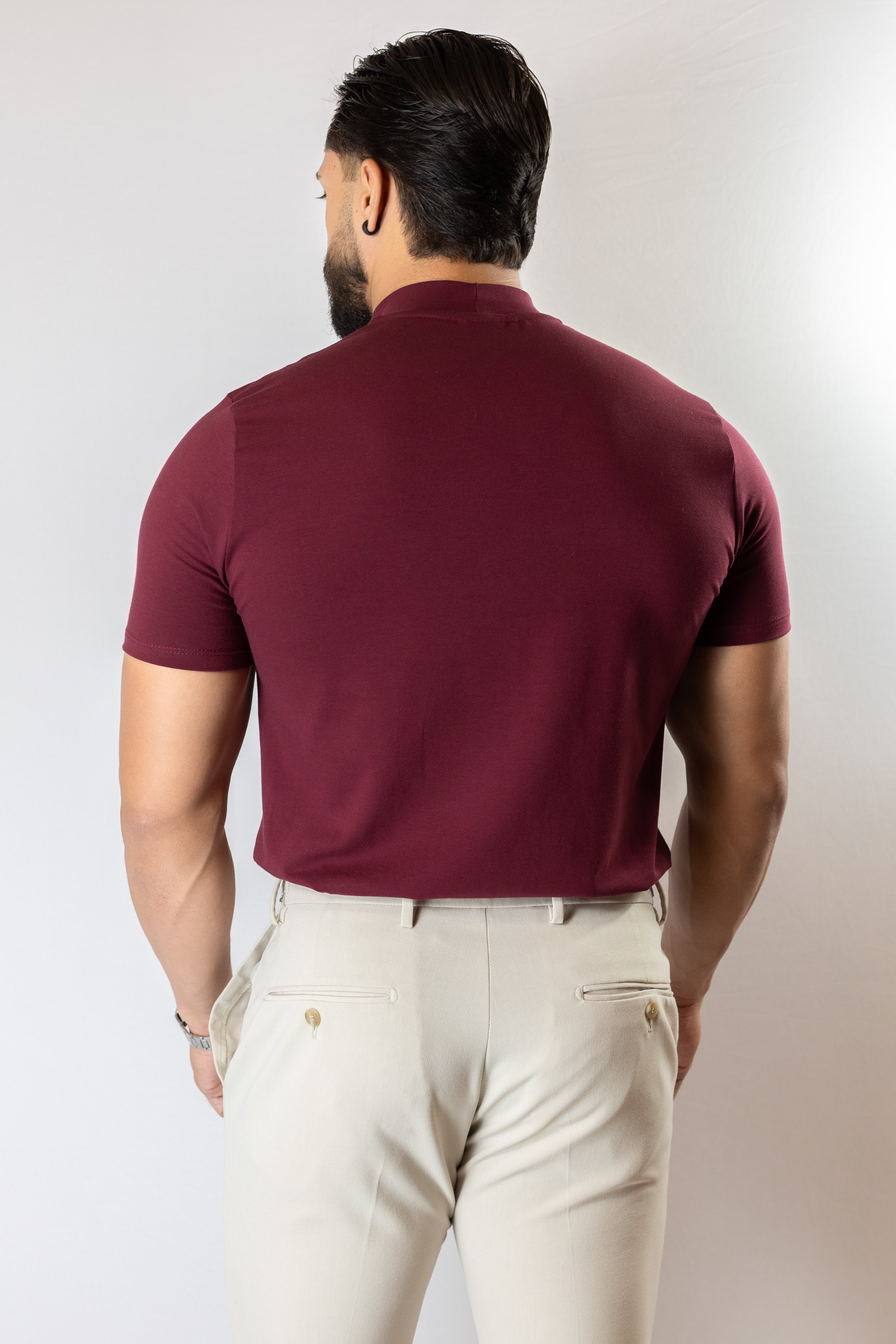 Camiseta Gola alta Bordô - Algodão Egípcio