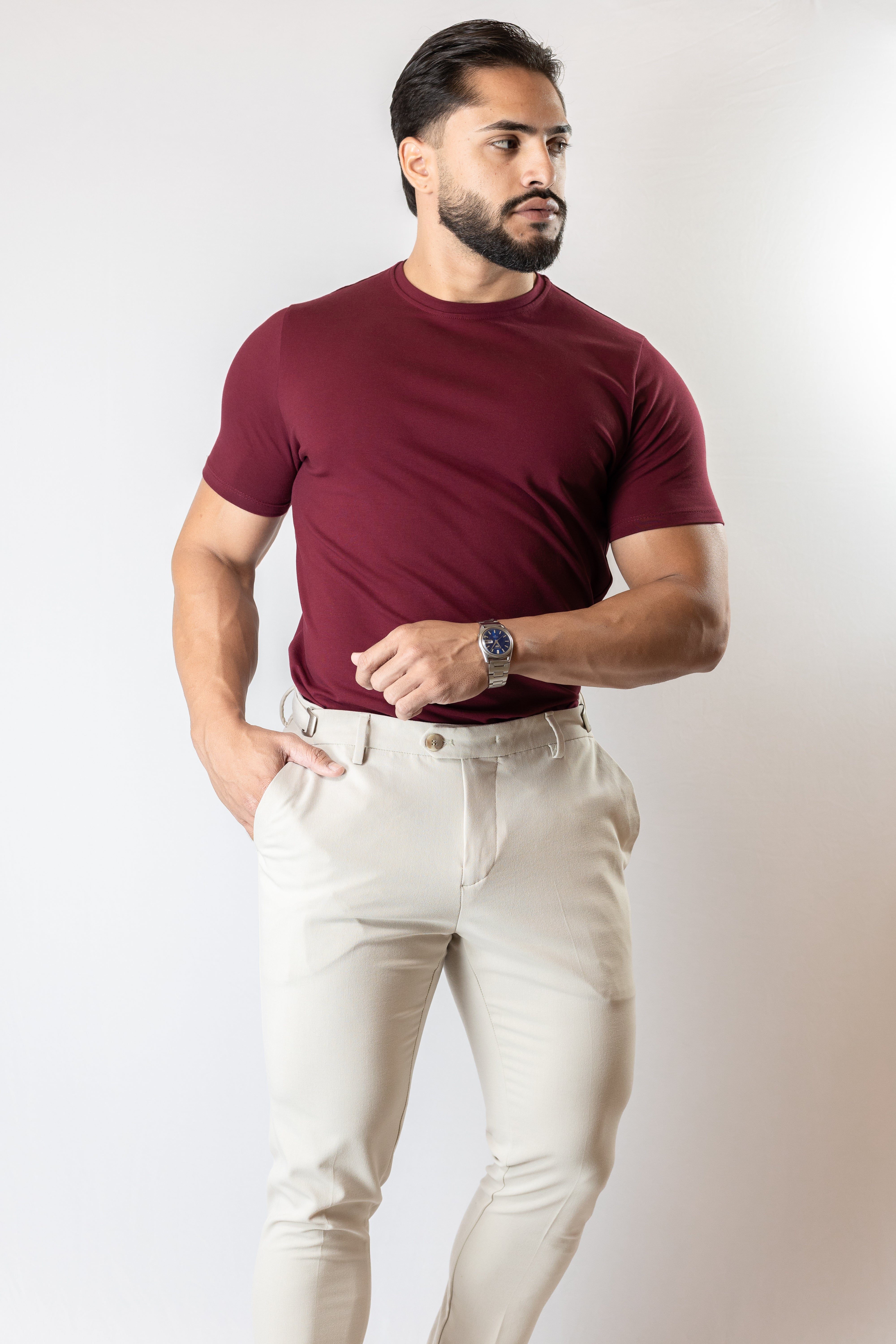 Camiseta básica bordô - Algodão Egípcio