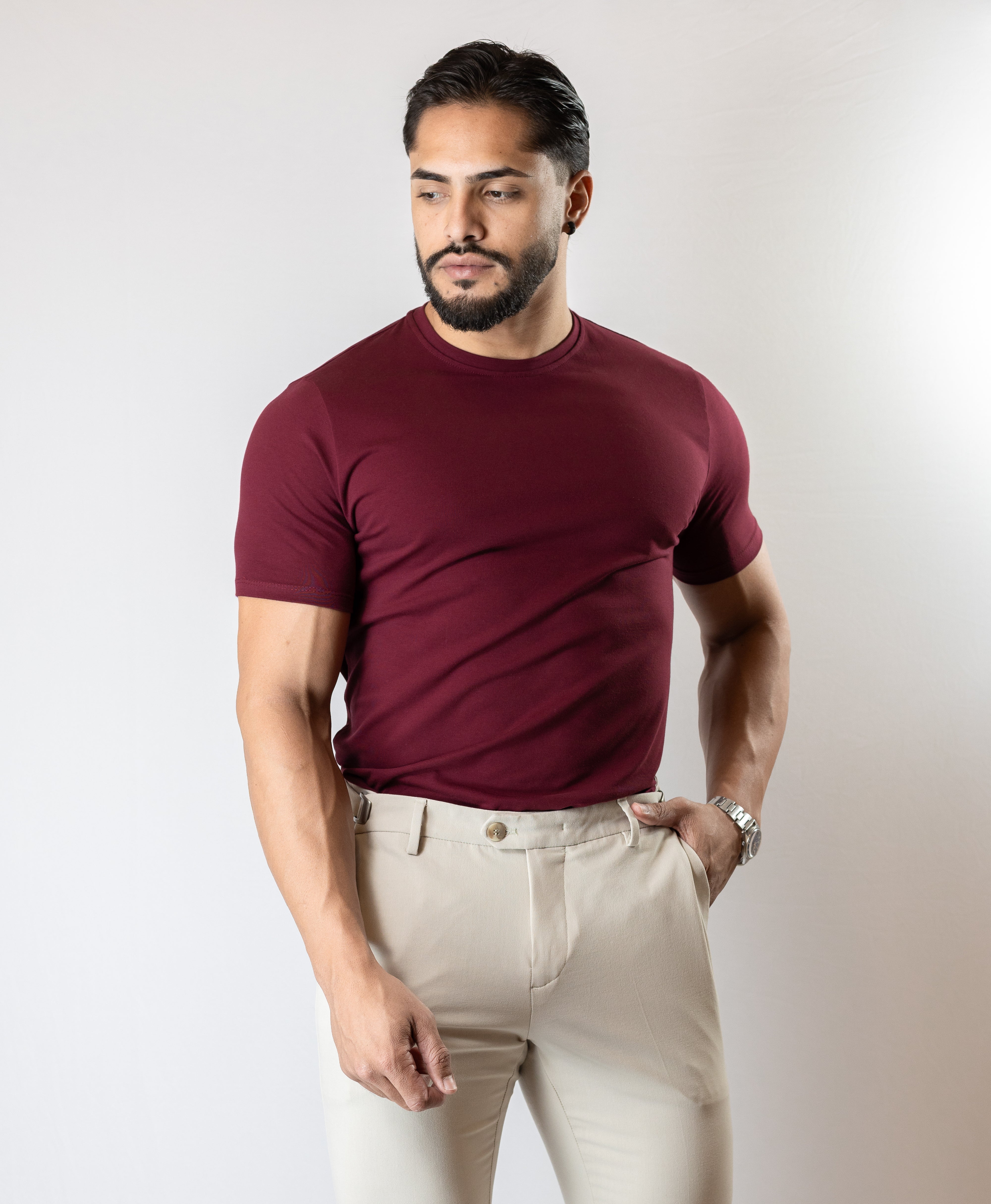 Camiseta básica bordô - Algodão Egípcio