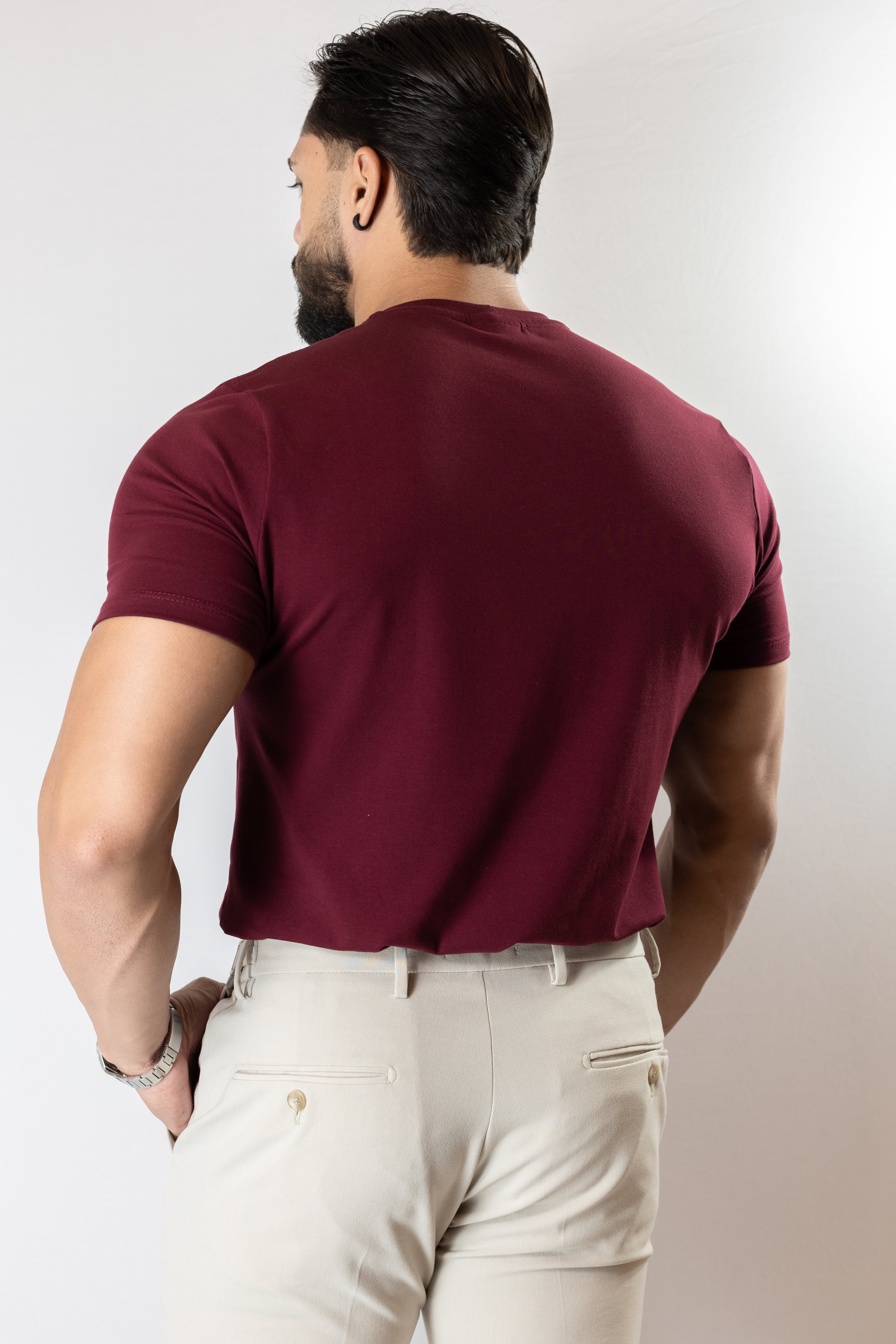 Camiseta básica bordô - Algodão Egípcio