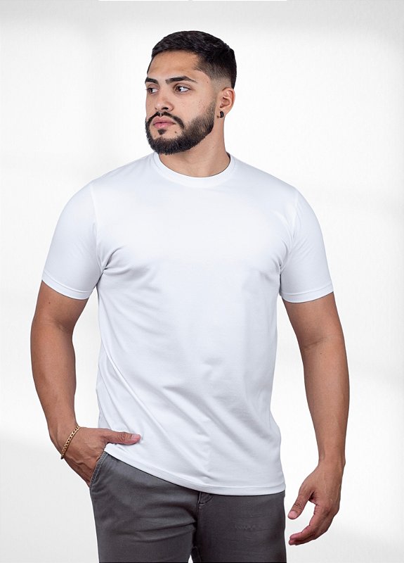 kit 3 Camisetas Básicas Brancas - Algodão Egipcio