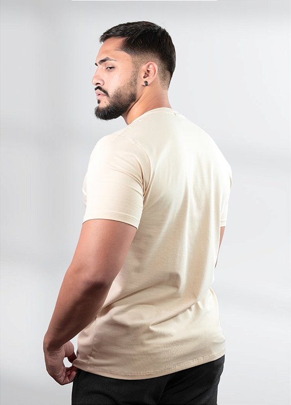 Camiseta básica bege  - Algodão  Egípcio