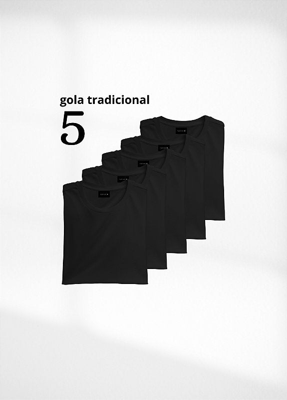 kit 5 Camisetas básicas Pretas - Algodão Egipcio