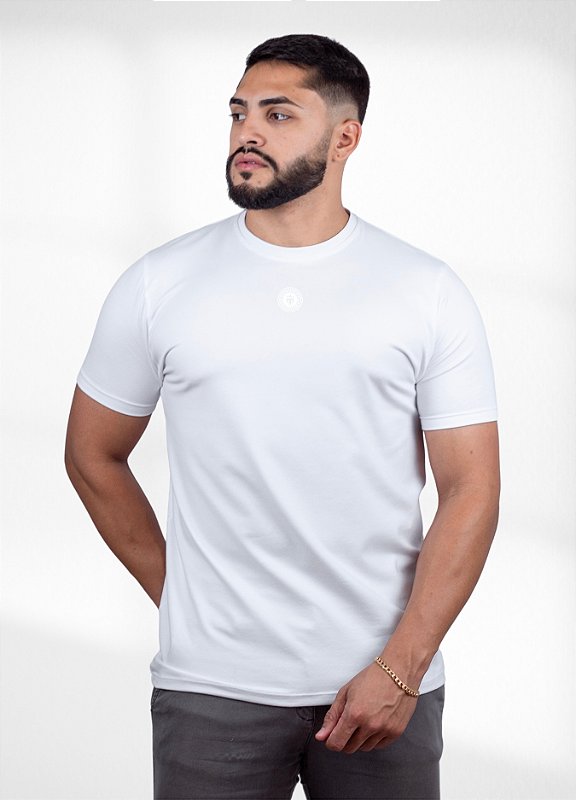 Camiseta básica Branca (brand)  - Algodão  Egípcio