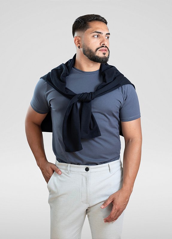 Camiseta básica Cinza - Algodão Egípcio